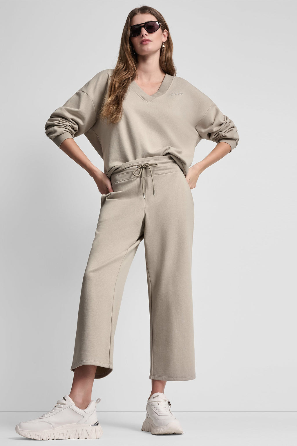 METALLIC BUBBLE LOGO CROPPED HIGH-RISE PANTS