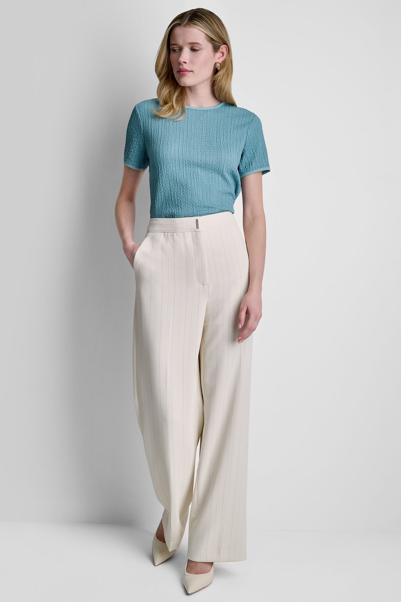 MID-RISE PINSTRIPE TROUSER