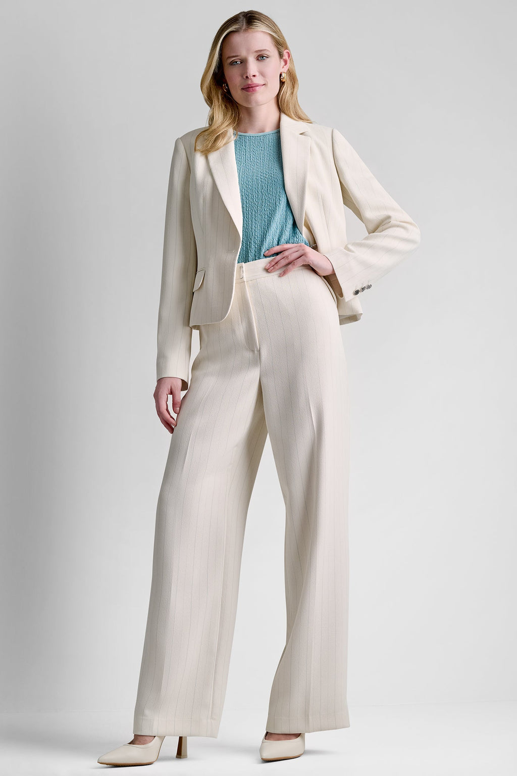 PINSTRIPE ONE-BUTTON BLAZER