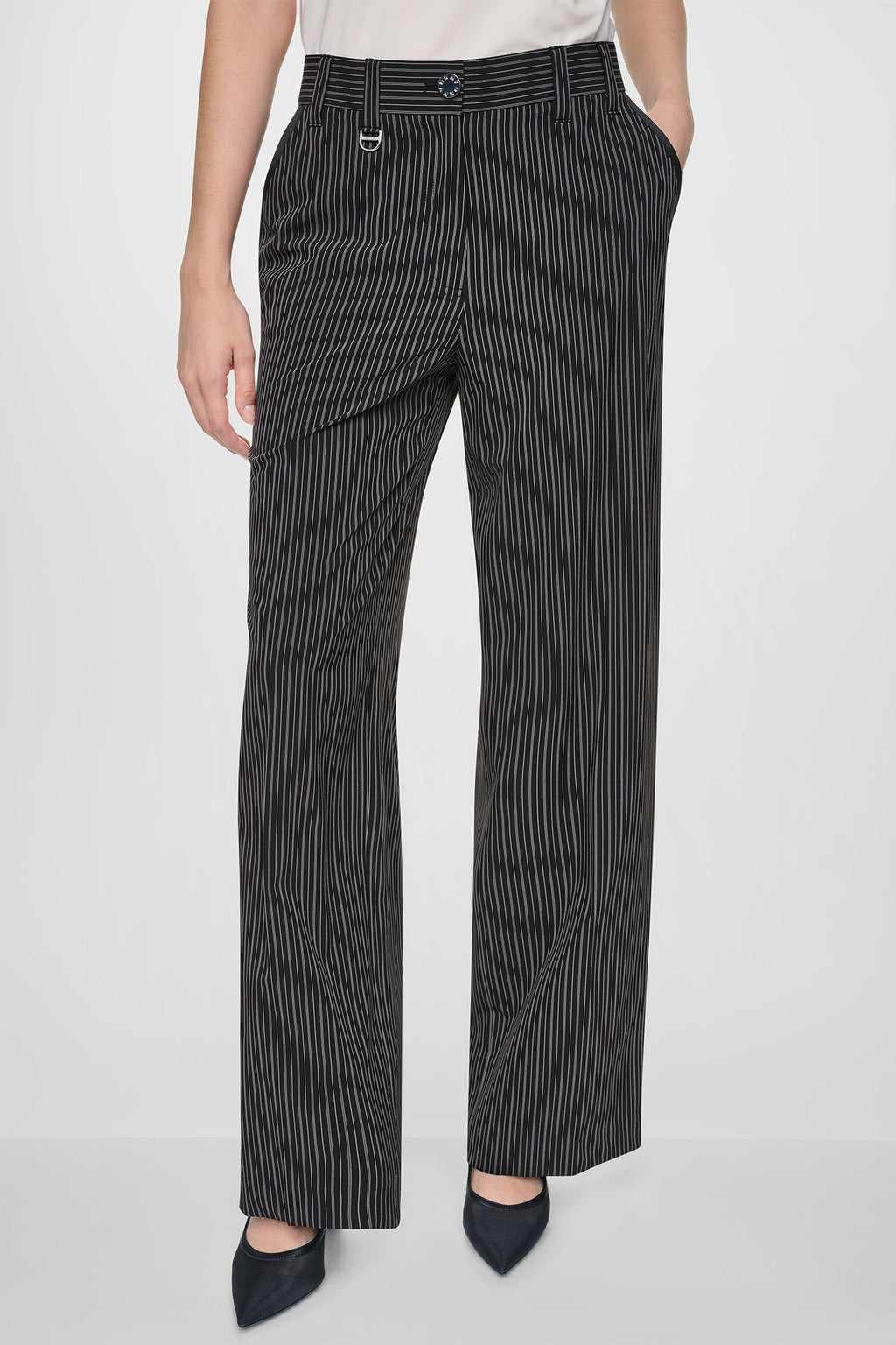 PINSTRIPE WIDE LEG COMMUTER TROUSER
