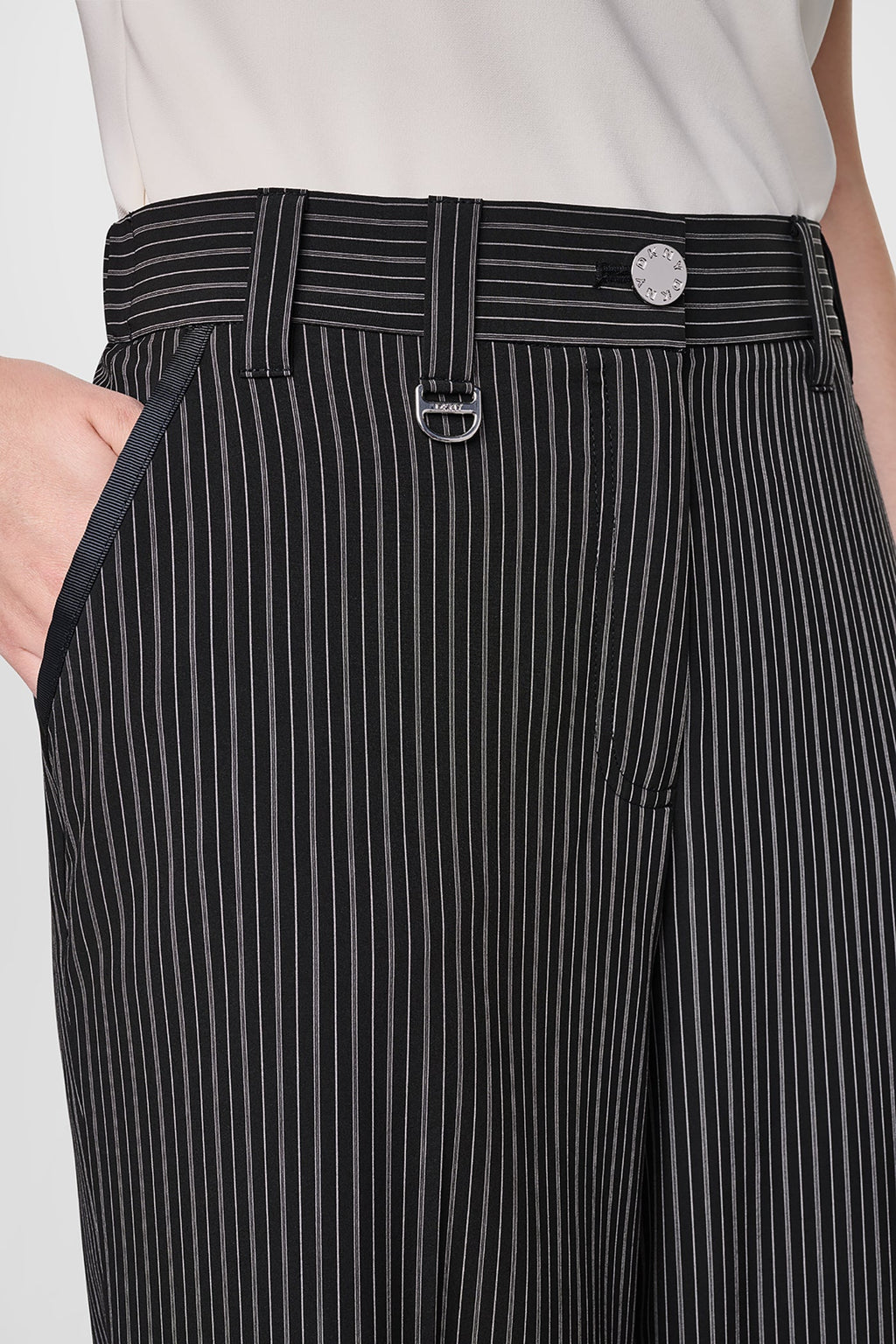 PINSTRIPE WIDE LEG COMMUTER TROUSER