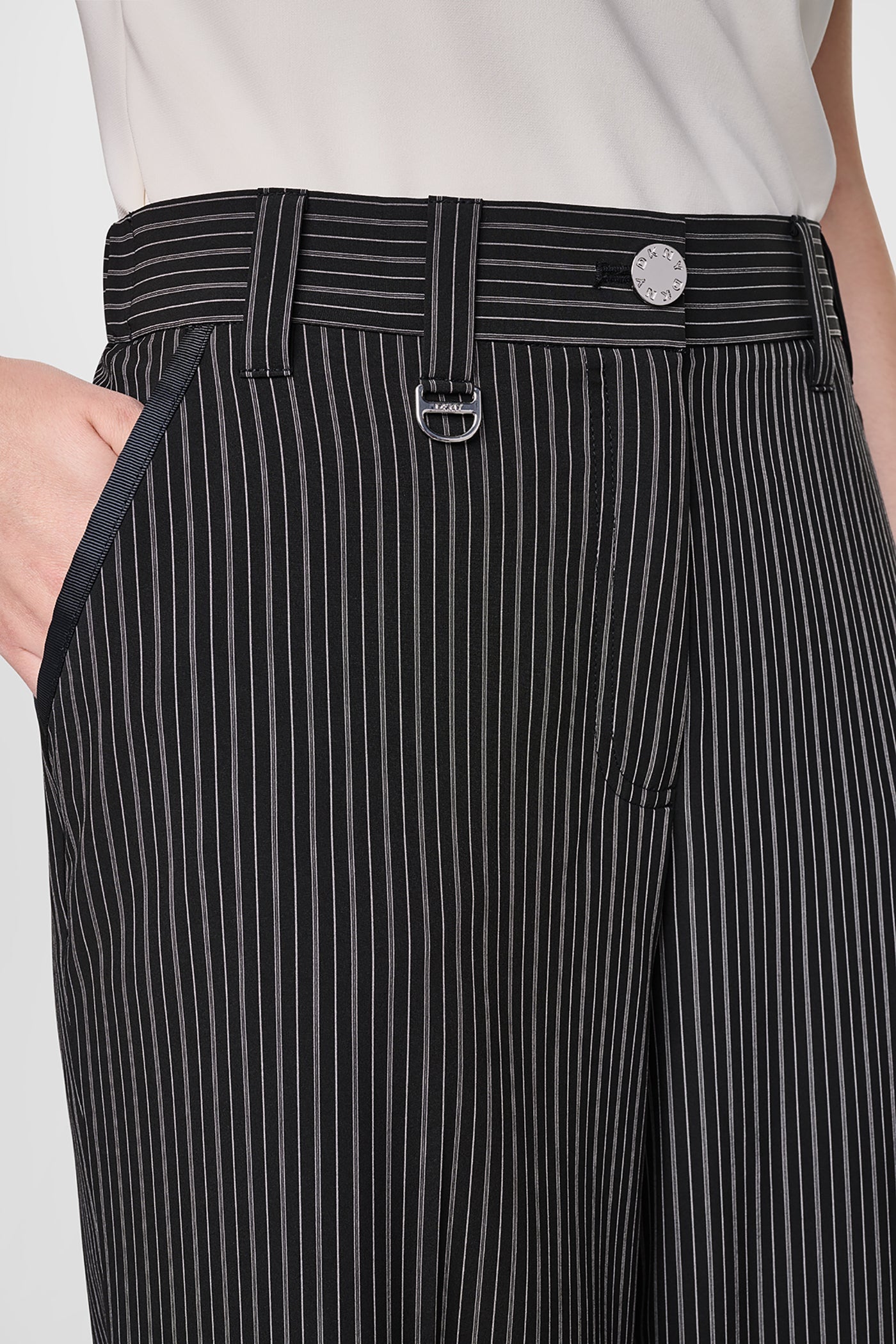 PINSTRIPE WIDE LEG COMMUTER TROUSER