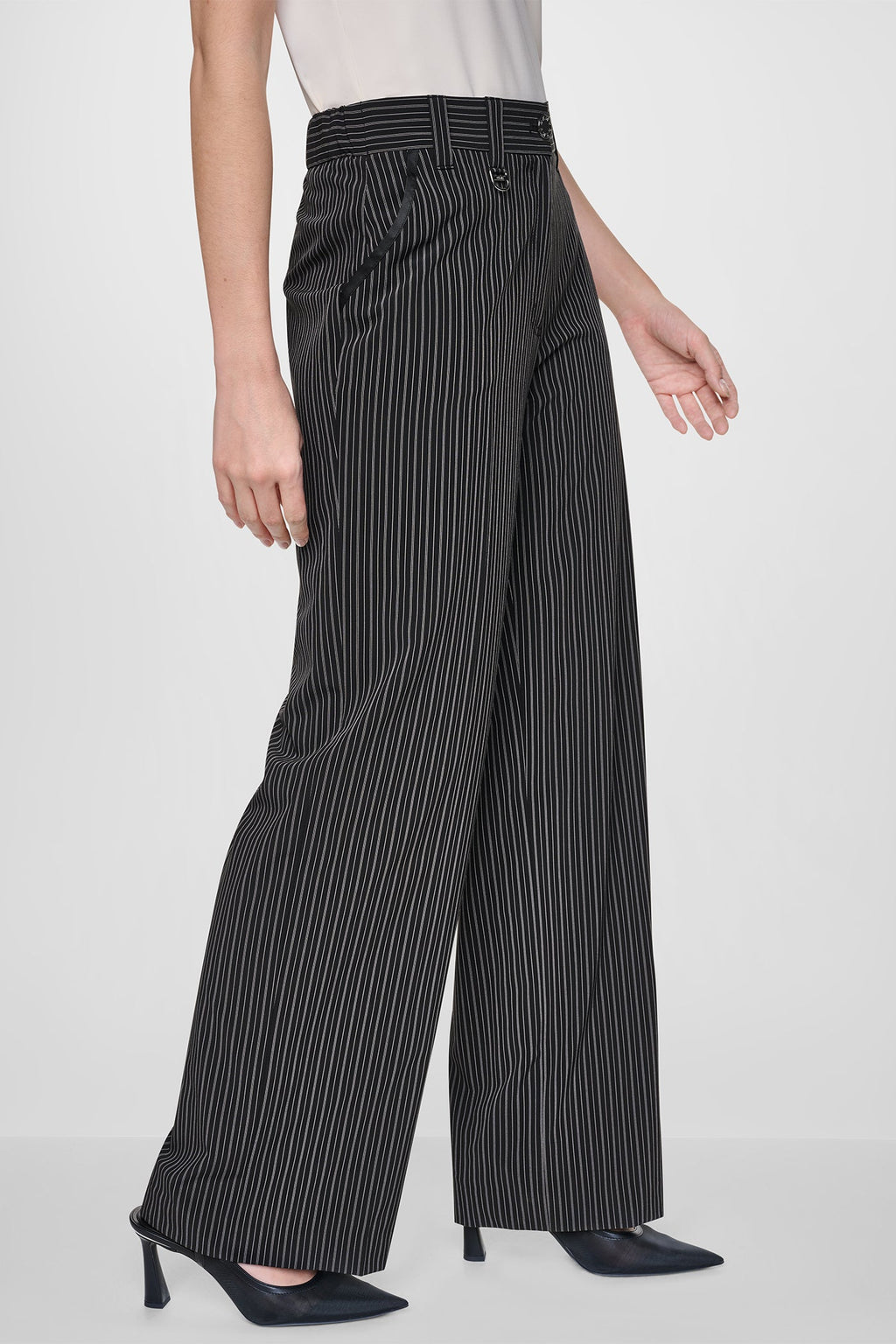 PINSTRIPE WIDE LEG COMMUTER TROUSER