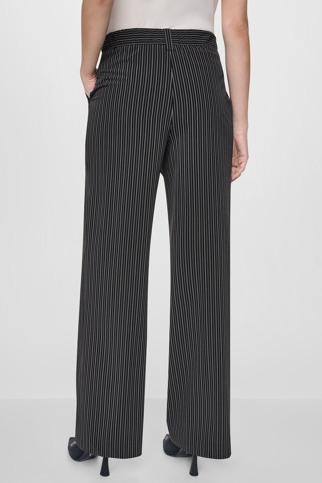 PINSTRIPE WIDE LEG COMMUTER TROUSER