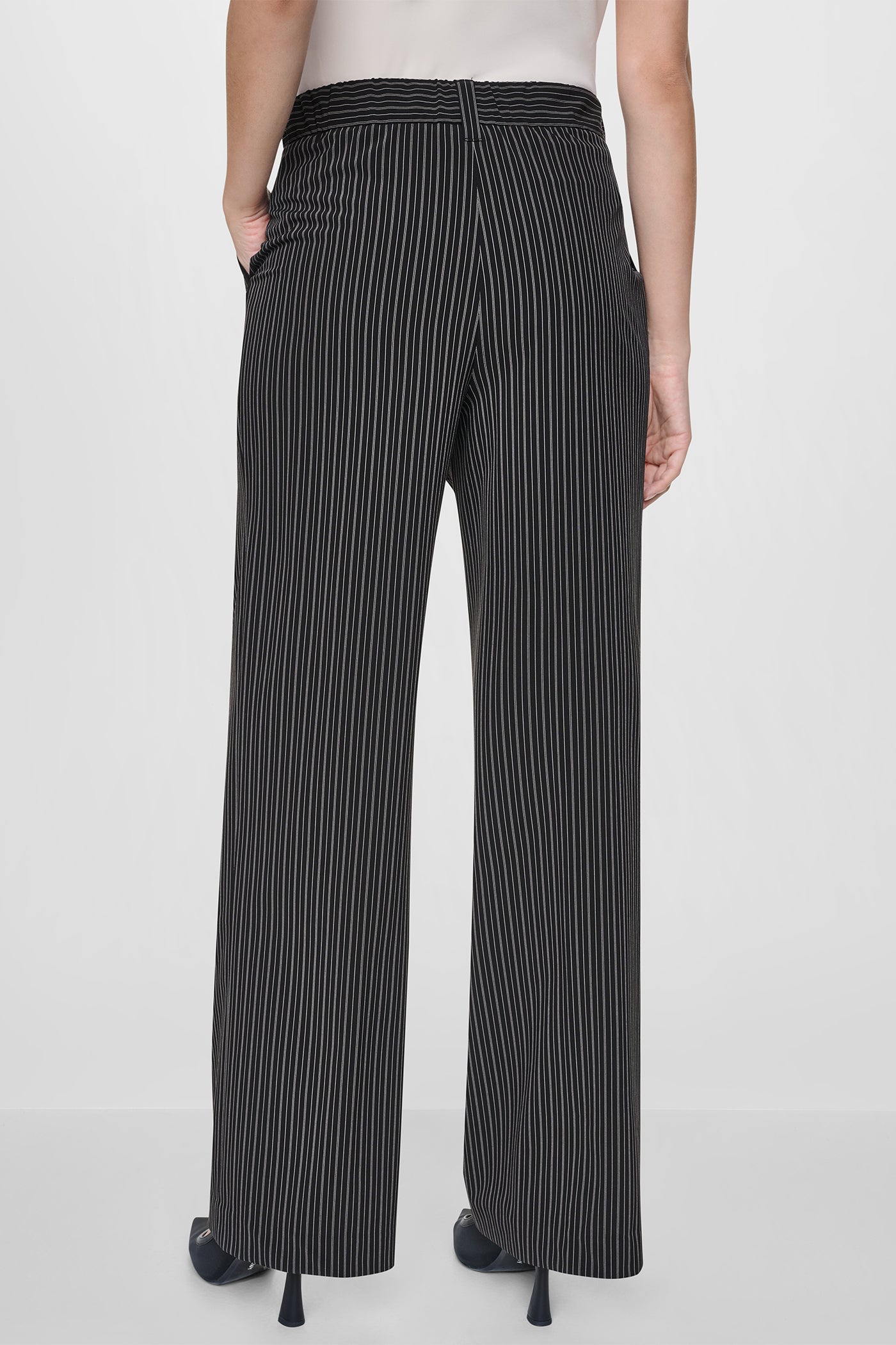 PINSTRIPE WIDE LEG COMMUTER TROUSER