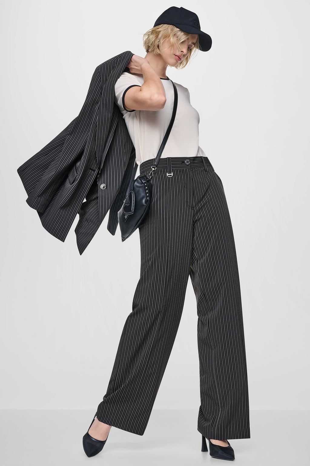 PINSTRIPE WIDE LEG COMMUTER TROUSER