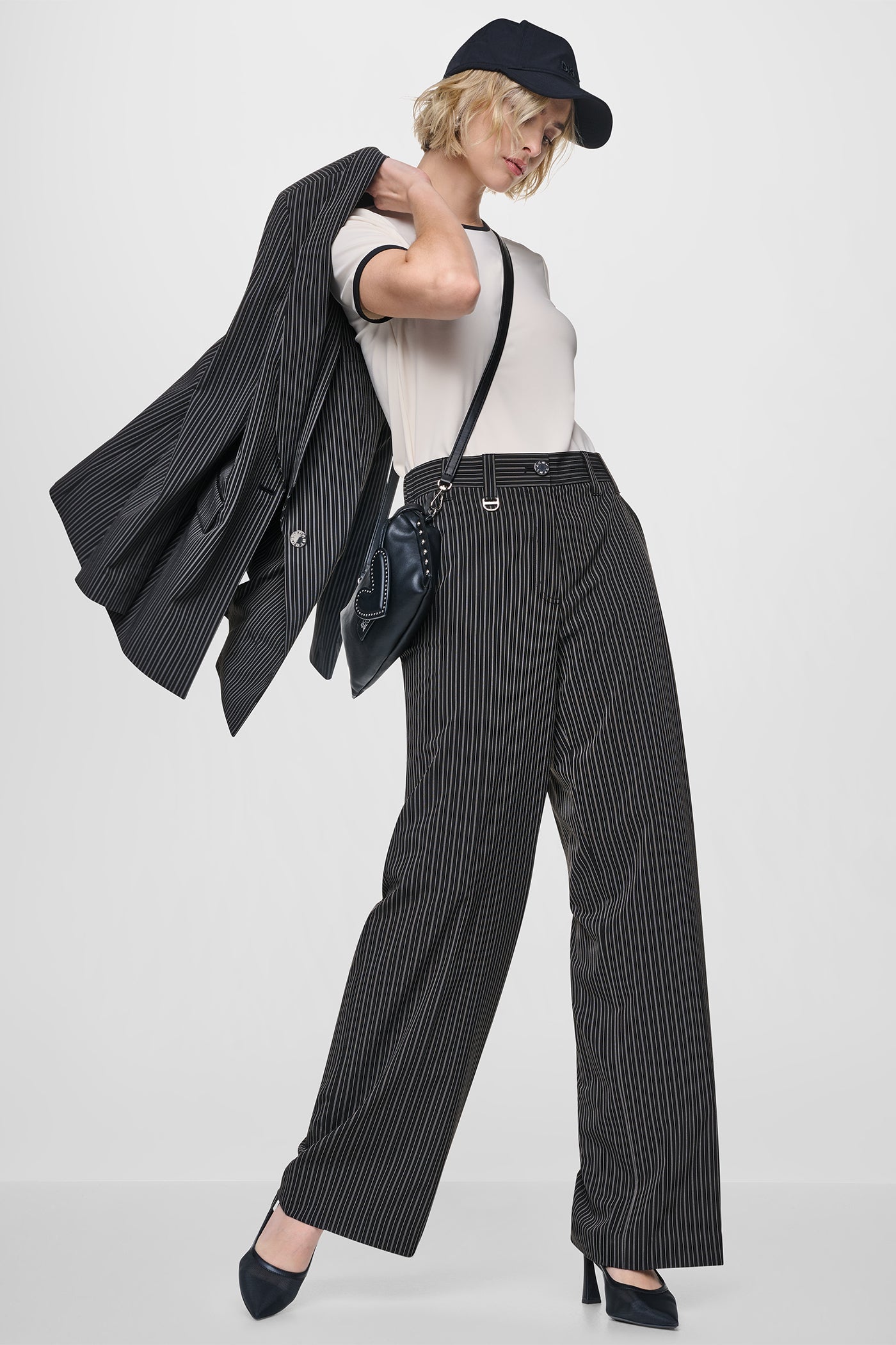 PINSTRIPE WIDE LEG COMMUTER TROUSER
