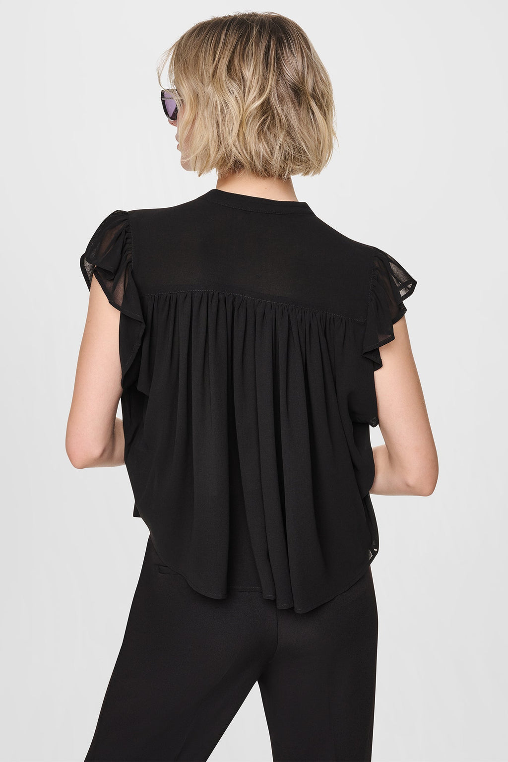 CHIFFON FLUTTER SLEEVE BLOUSE