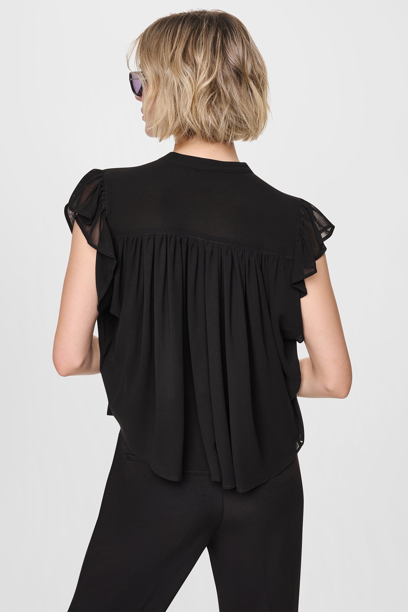 CHIFFON FLUTTER SLEEVE BLOUSE