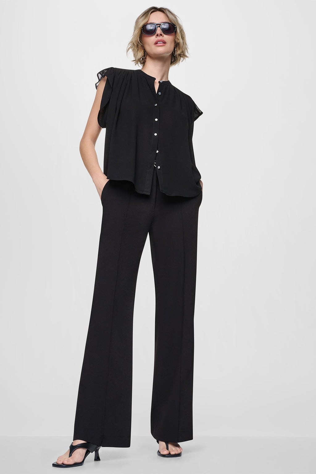 CHIFFON FLUTTER SLEEVE BLOUSE