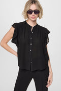 CHIFFON FLUTTER SLEEVE BLOUSE