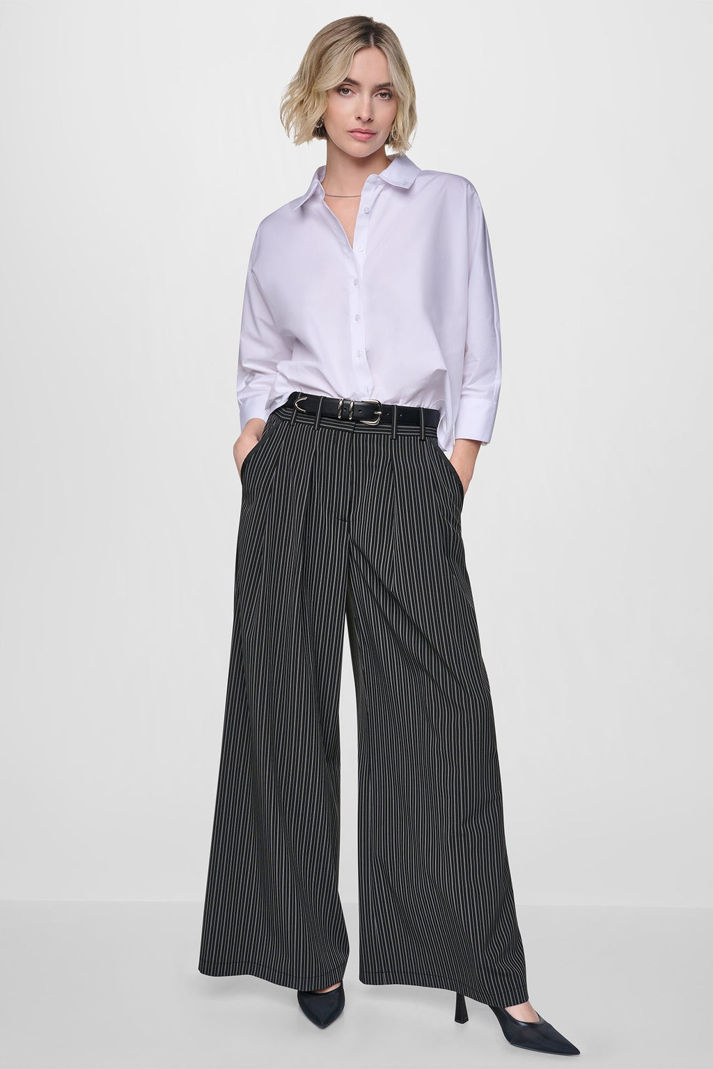 PINSTRIPE PLEATED COMMUTER TROUSER