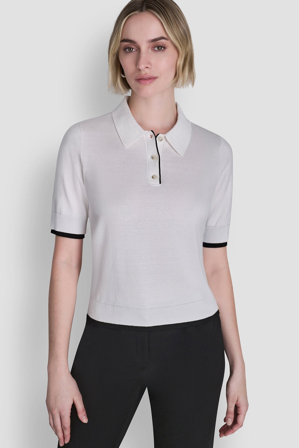 COLOR BLOCK POLO SWEATER