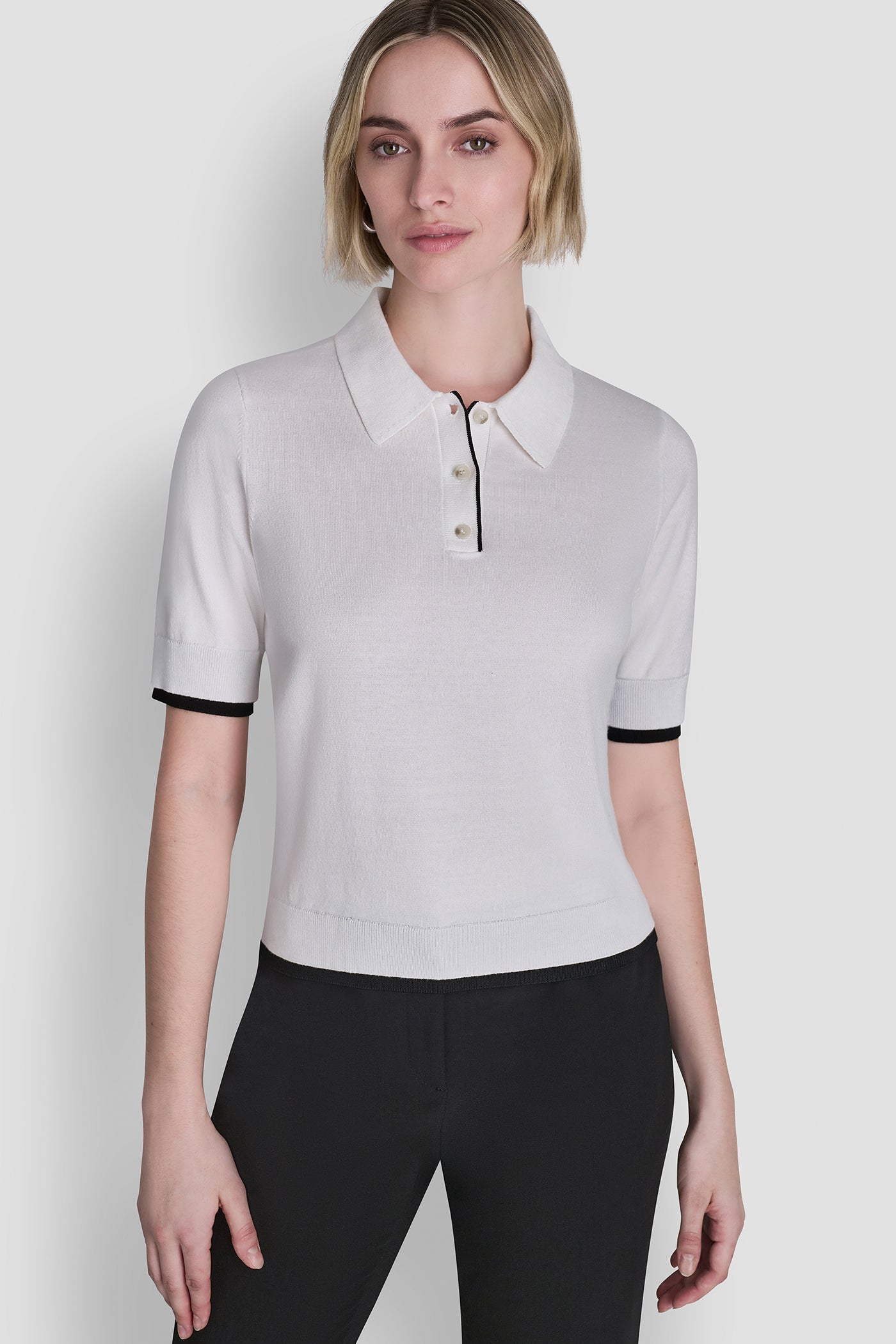 COLOR BLOCK POLO SWEATER