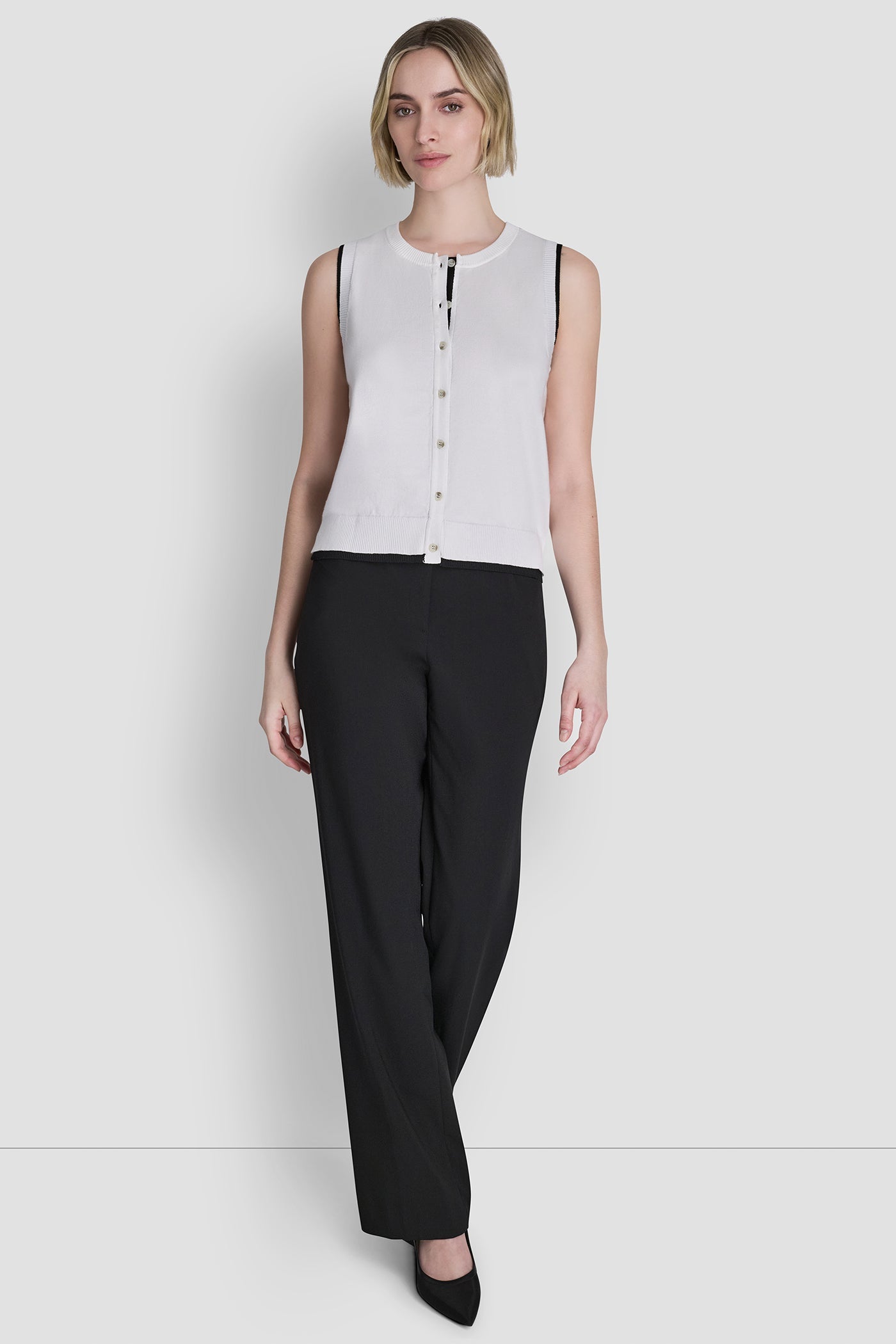 COLOR BLOCK SLEEVELESS SWEATER VEST