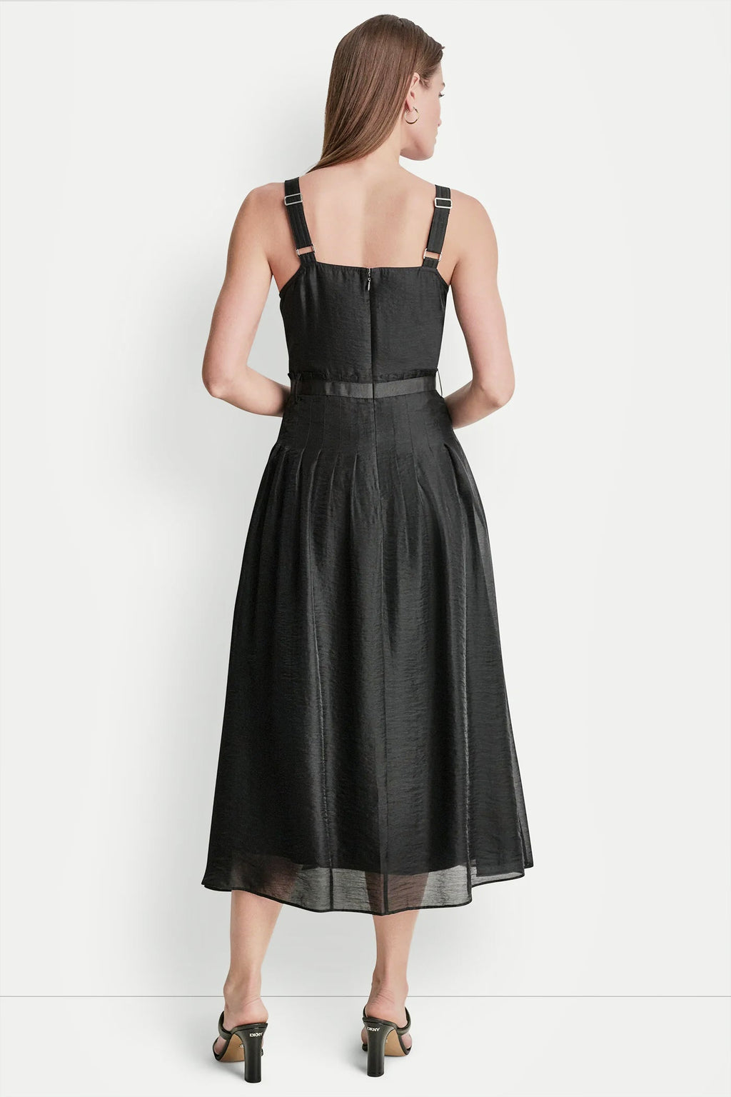 BELTED PLEATED MIDI DRESS