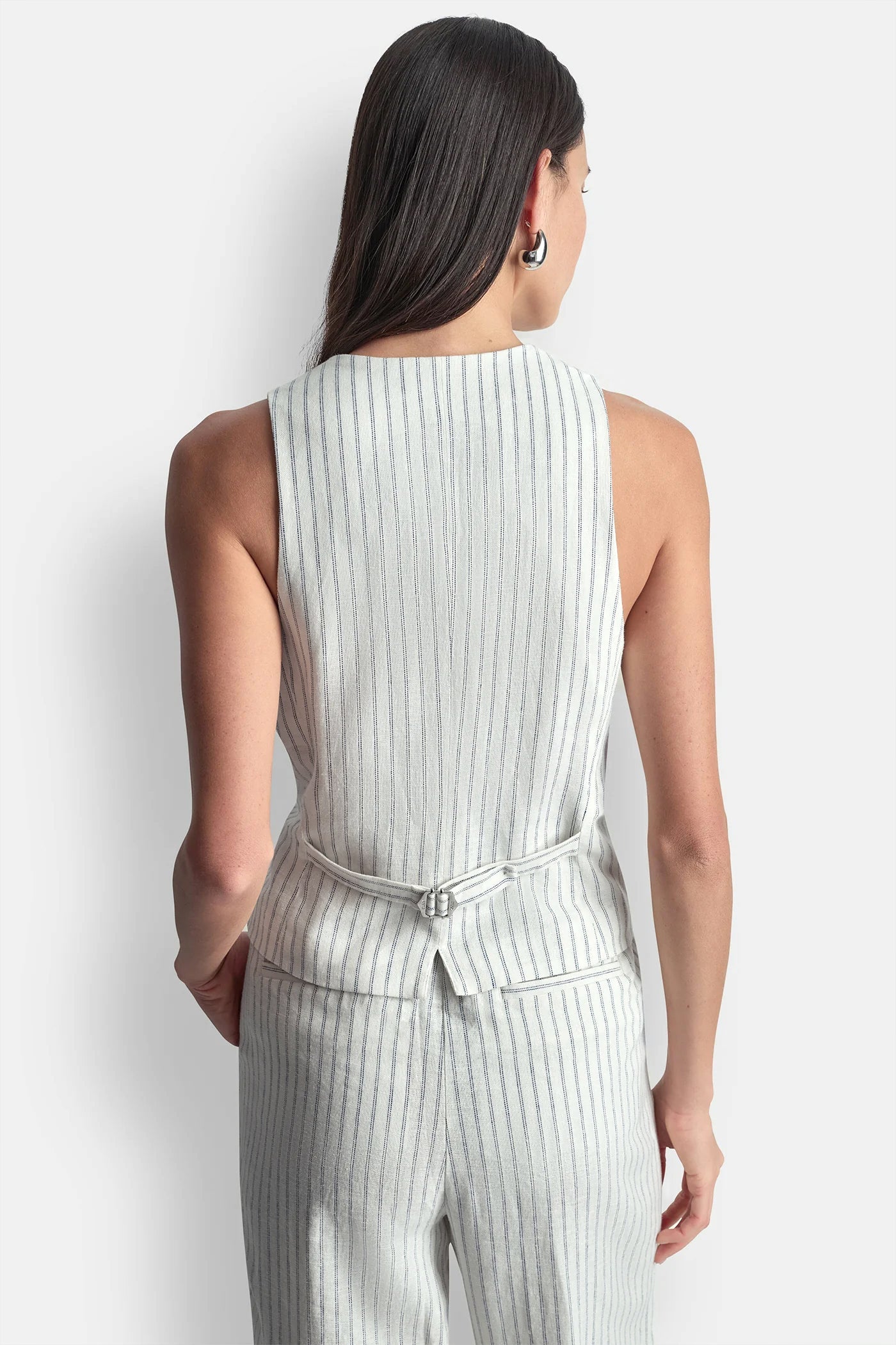 LINEN-BLEND STRIPED VEST