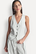 LINEN-BLEND STRIPED VEST