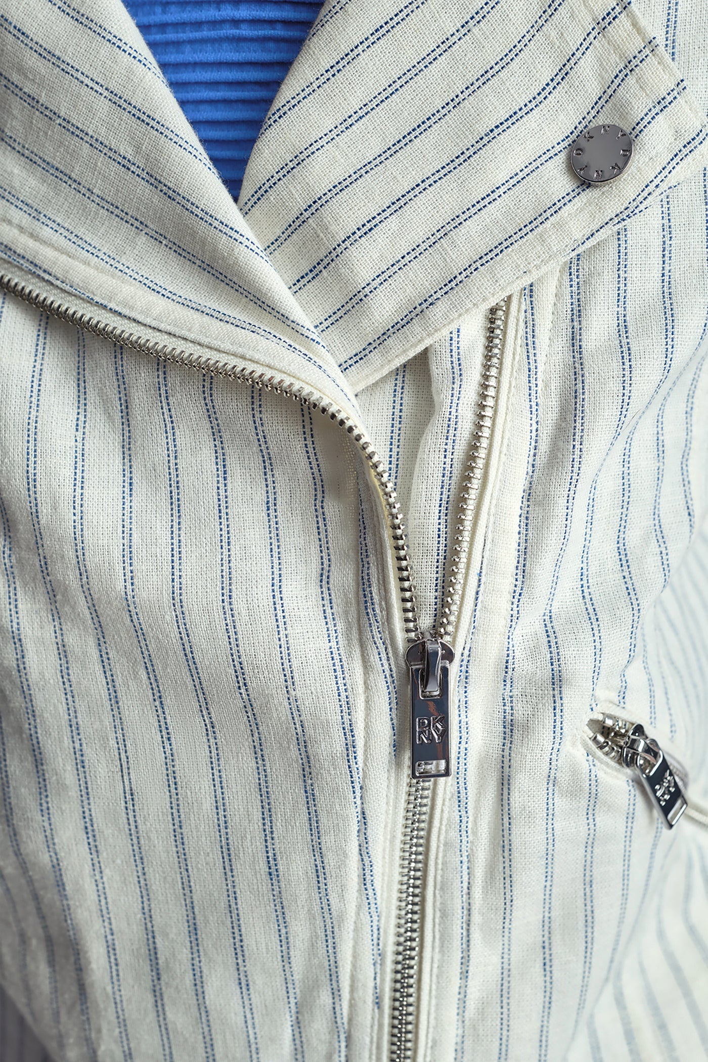 PINSTRIPE SHORT SLEEVE MOTO JACKET