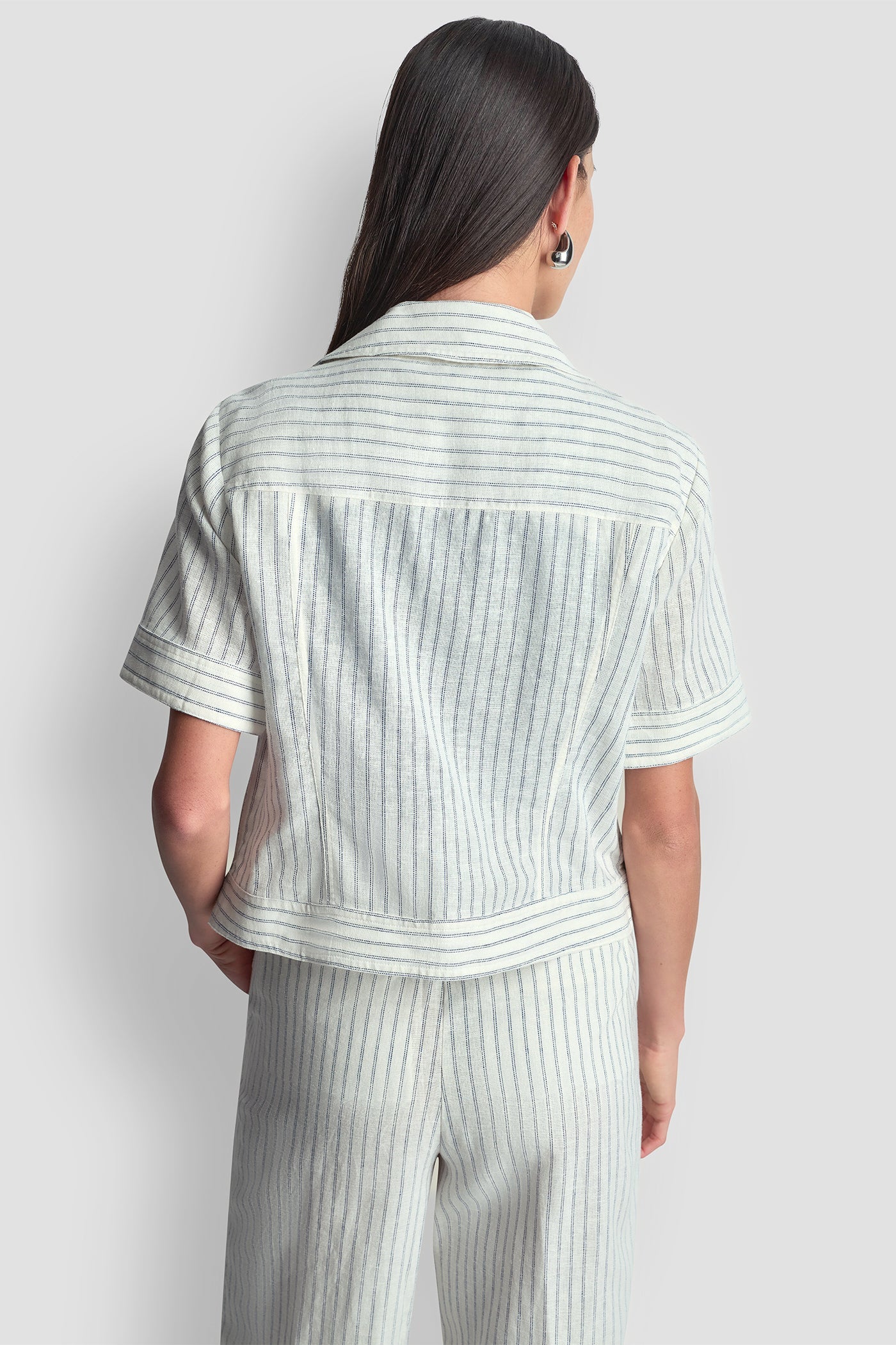 PINSTRIPE SHORT SLEEVE MOTO JACKET