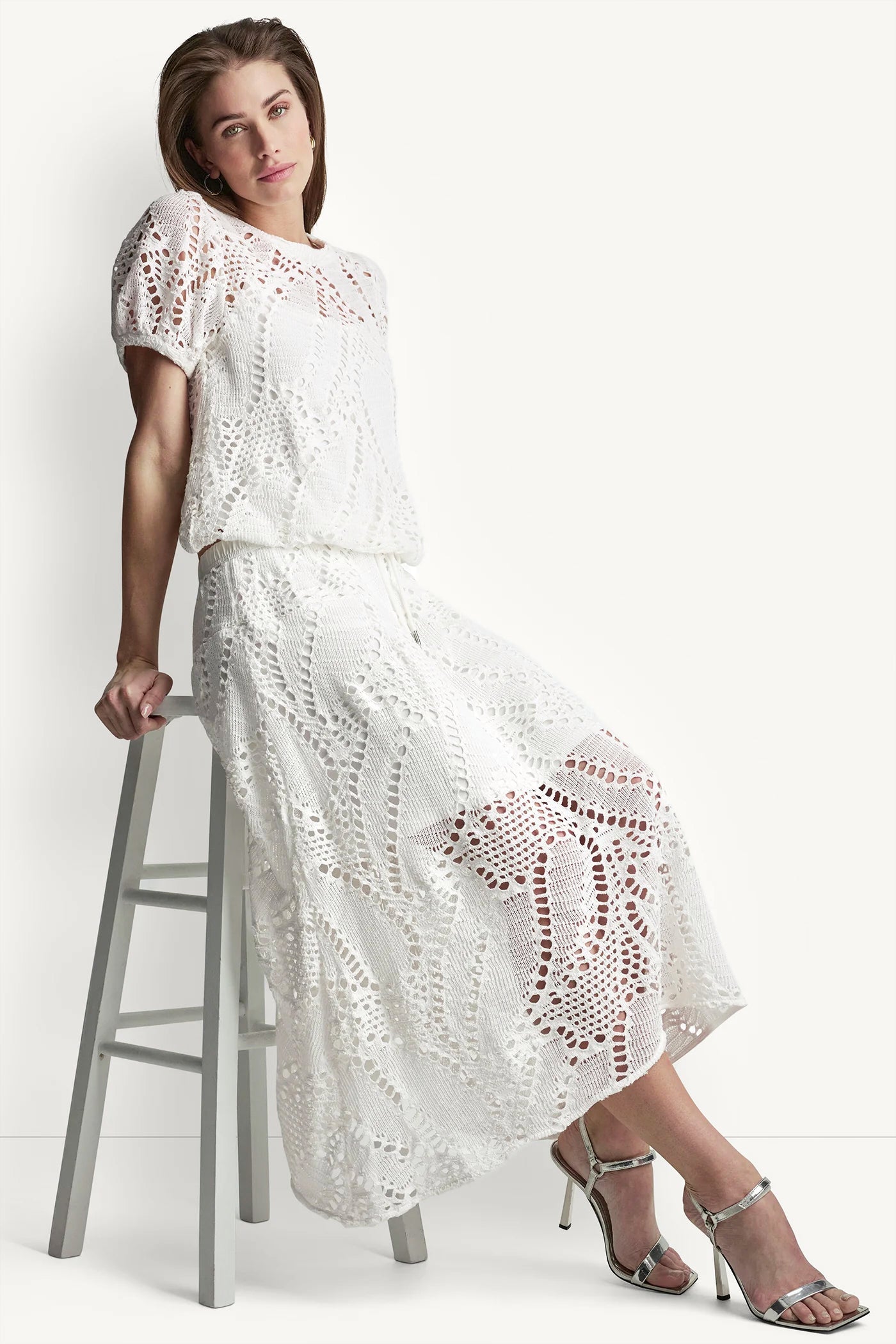 CROCHET LEAF MIDI SKIRT