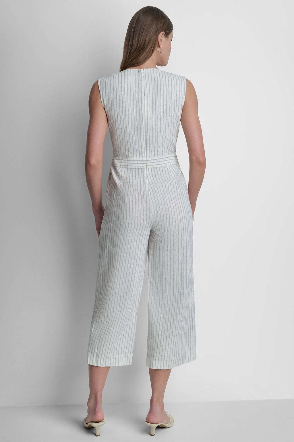 V-NECK STRIPED JUMPSUIT