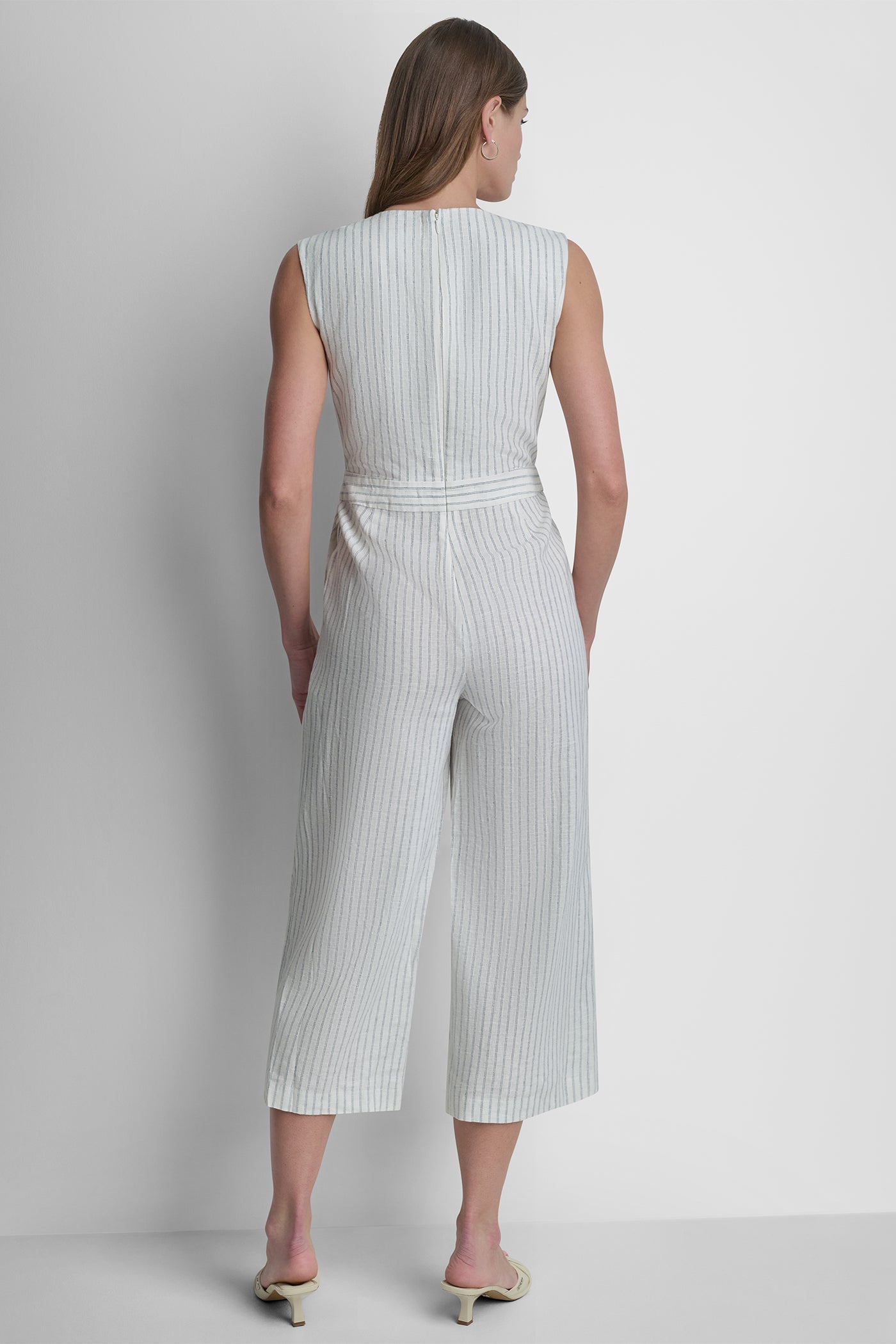 V-NECK STRIPED JUMPSUIT