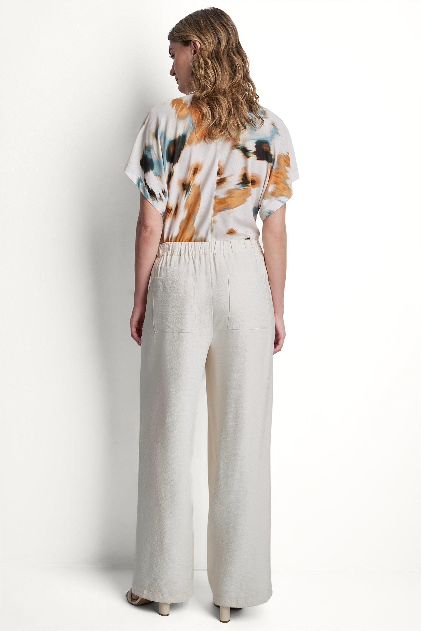 SEAMED WIDE LEG PULL-ON PANT