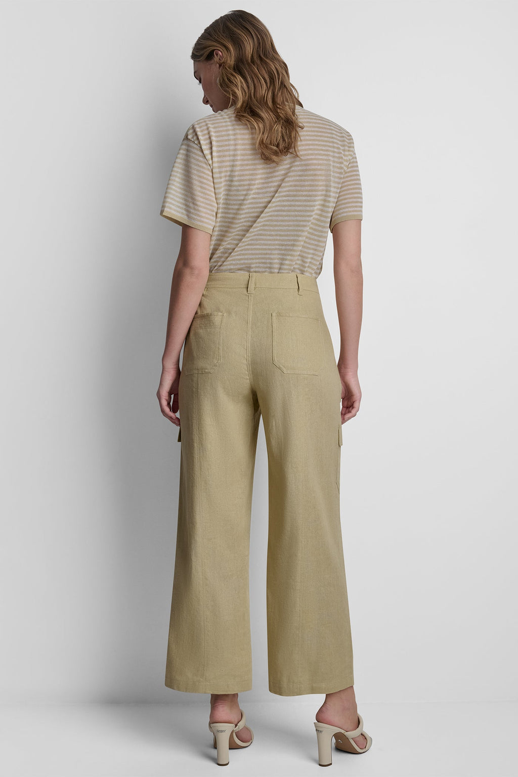 MID-RISE LINEN-BLEND STRAIGHT LEG CARGO PANT