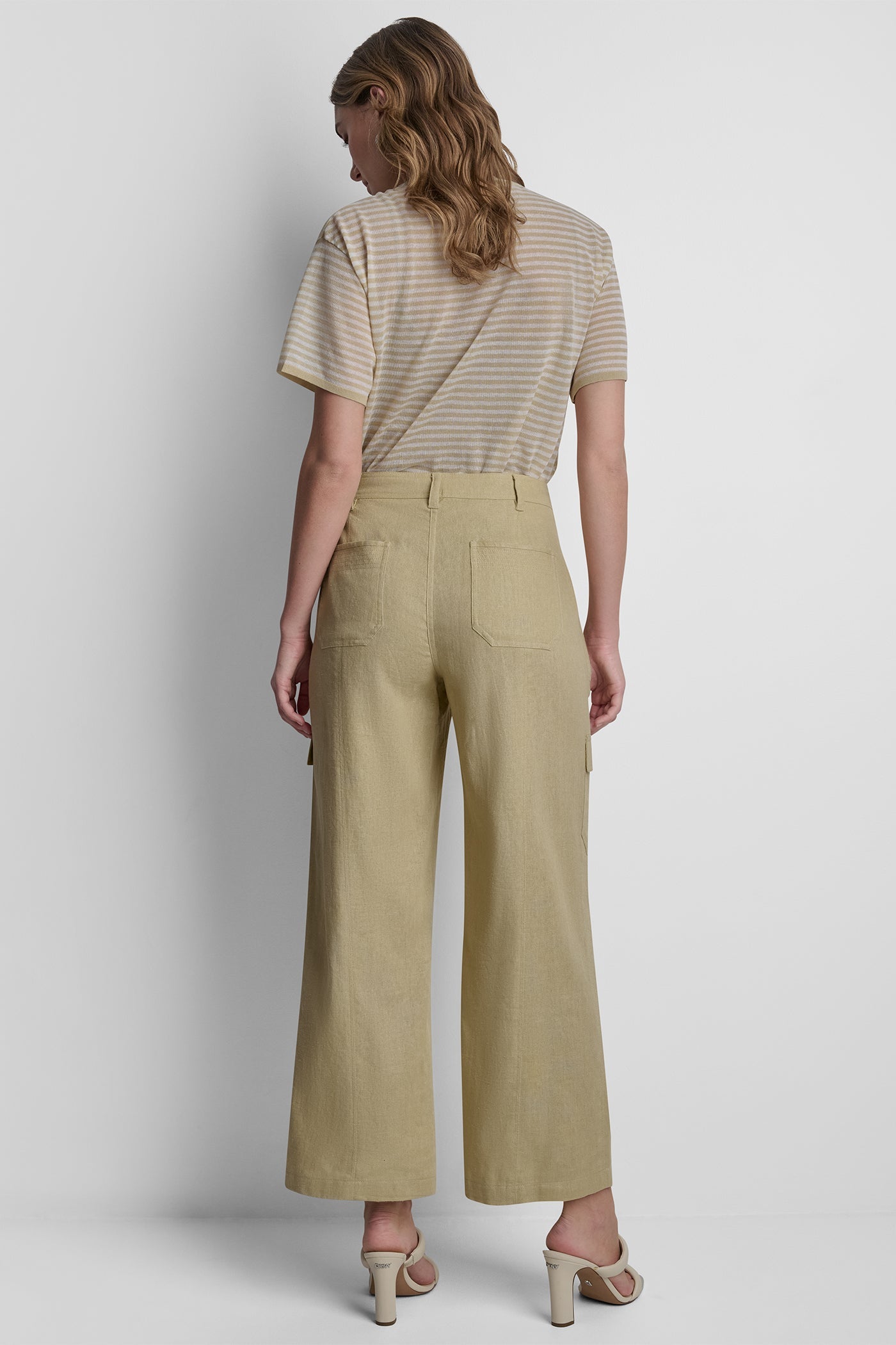 MID-RISE LINEN-BLEND STRAIGHT LEG CARGO PANT