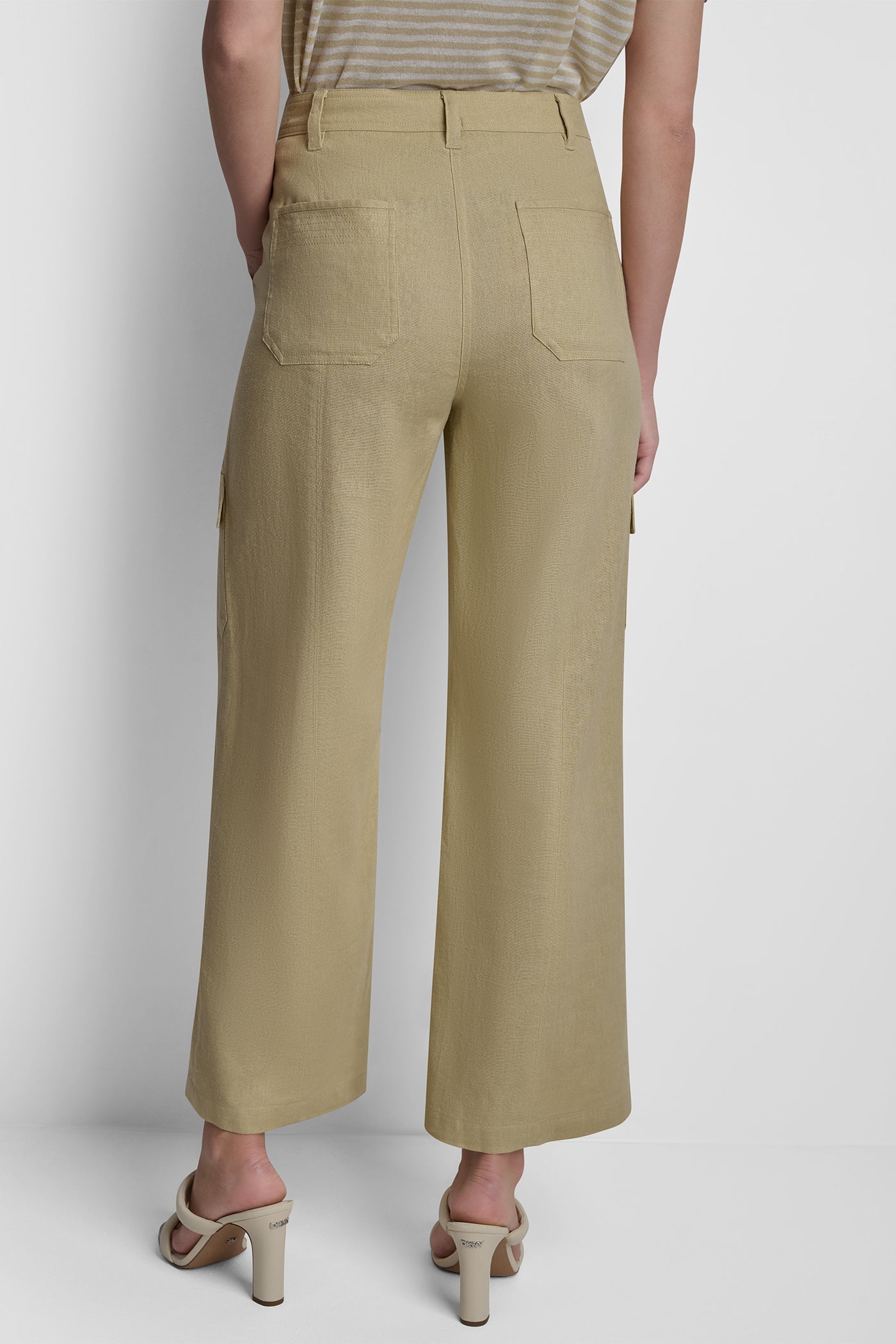 MID-RISE LINEN-BLEND STRAIGHT LEG CARGO PANT