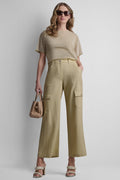 MID-RISE LINEN-BLEND STRAIGHT LEG CARGO PANT