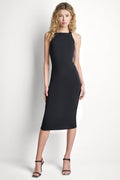 STRETCH COTTON LOGO STRAP MIDI DRESS