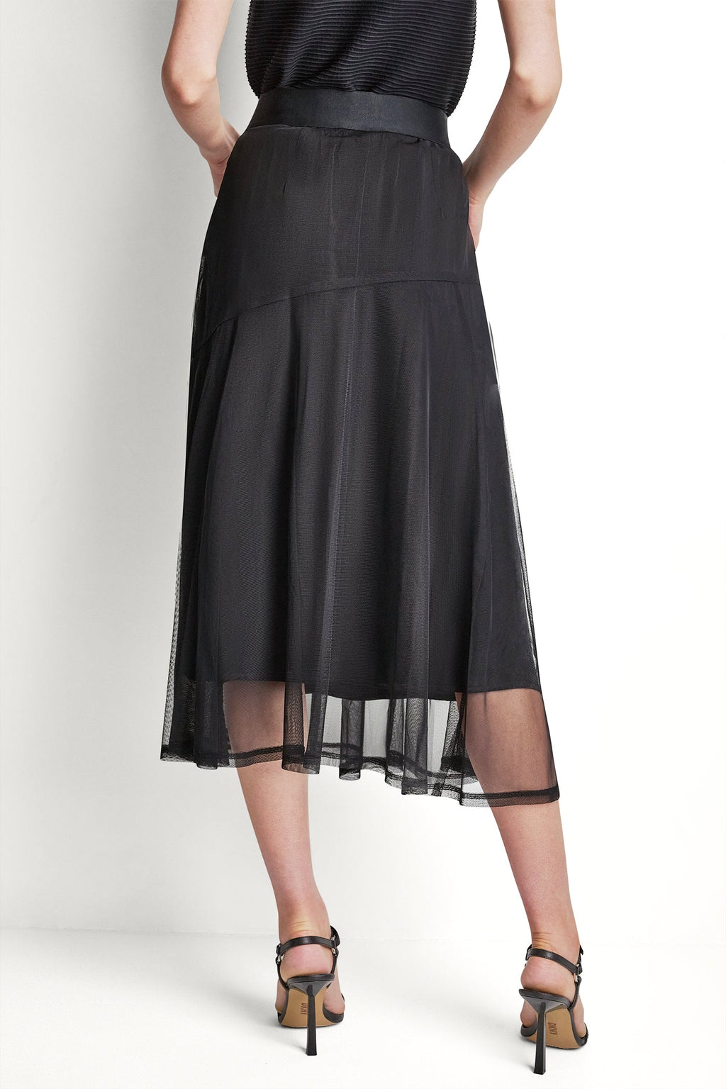 LAYERED MESH MIDI SKIRT