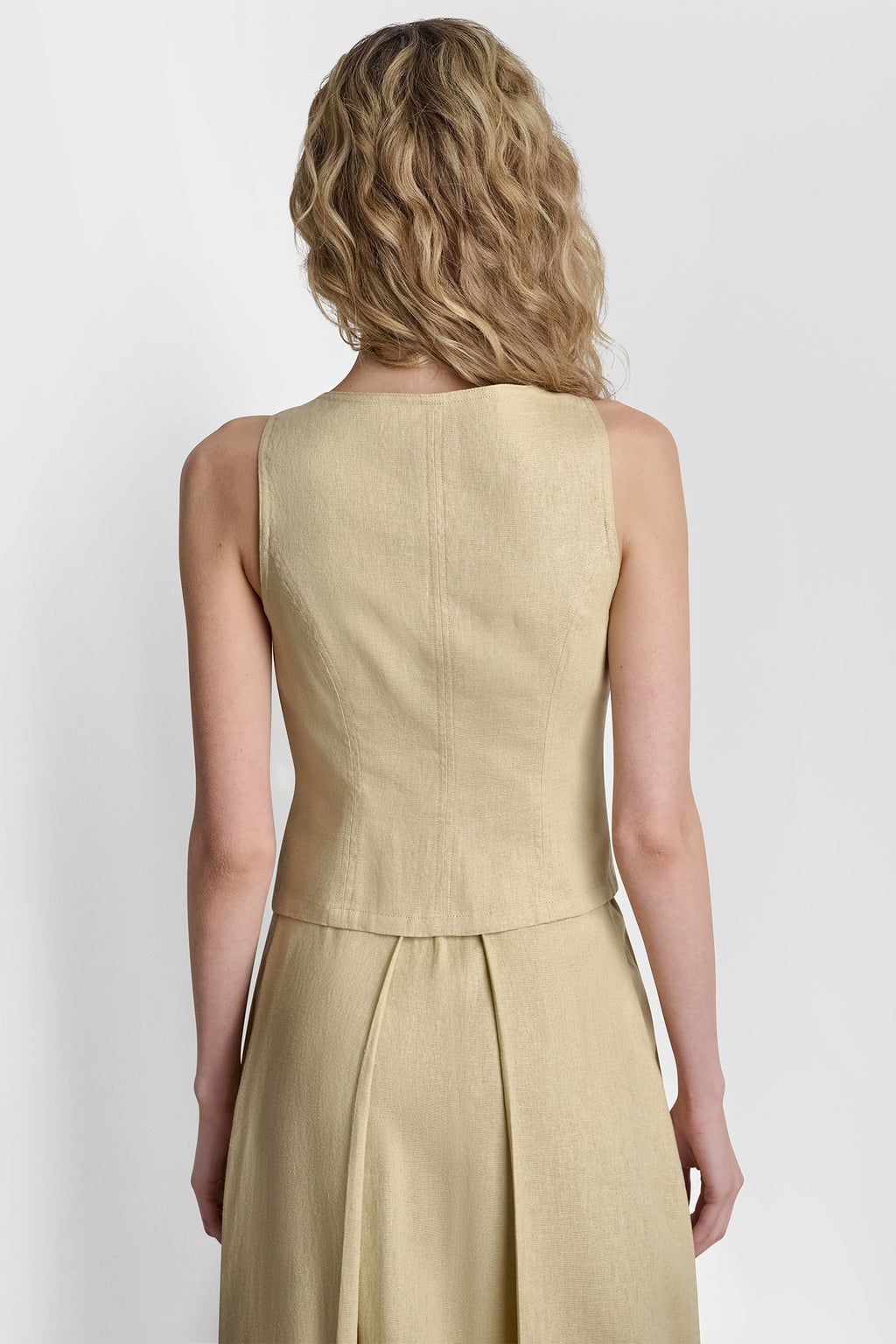 LINEN-BLEND ZIP-FRONT VEST