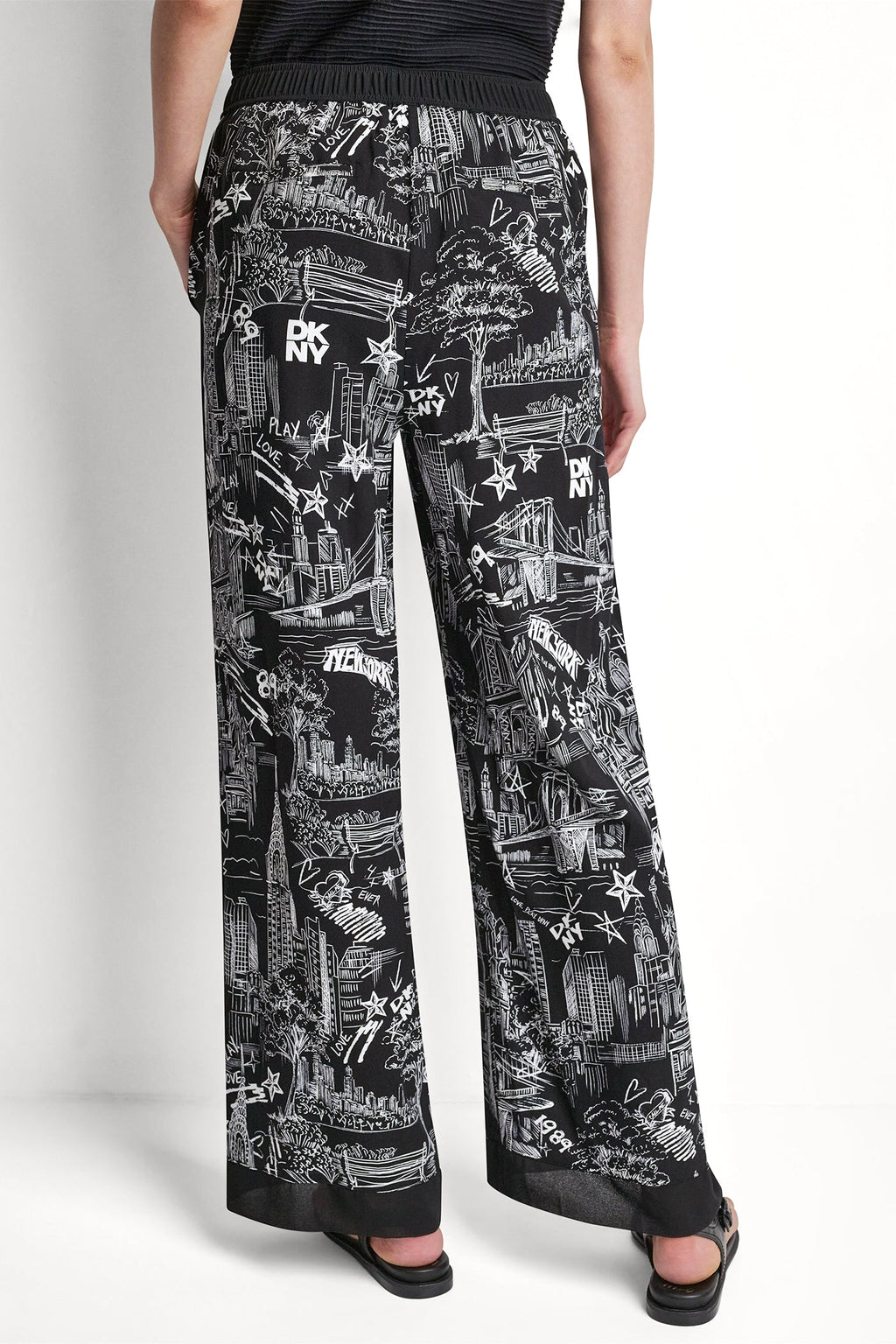 PRINTED DRAWSTRING WIDE LEG PANT