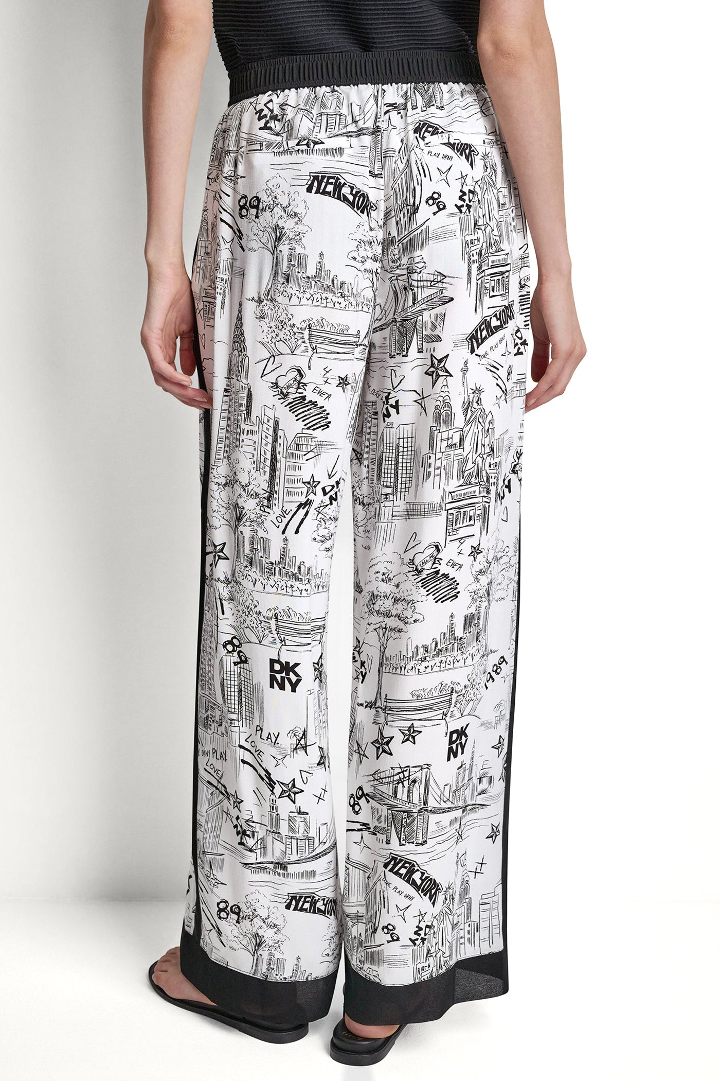 PRINTED DRAWSTRING WIDE LEG PANT