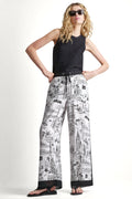 PRINTED DRAWSTRING WIDE LEG PANT