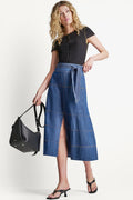 TIE WAIST CONTRAST STITCH SKIRT