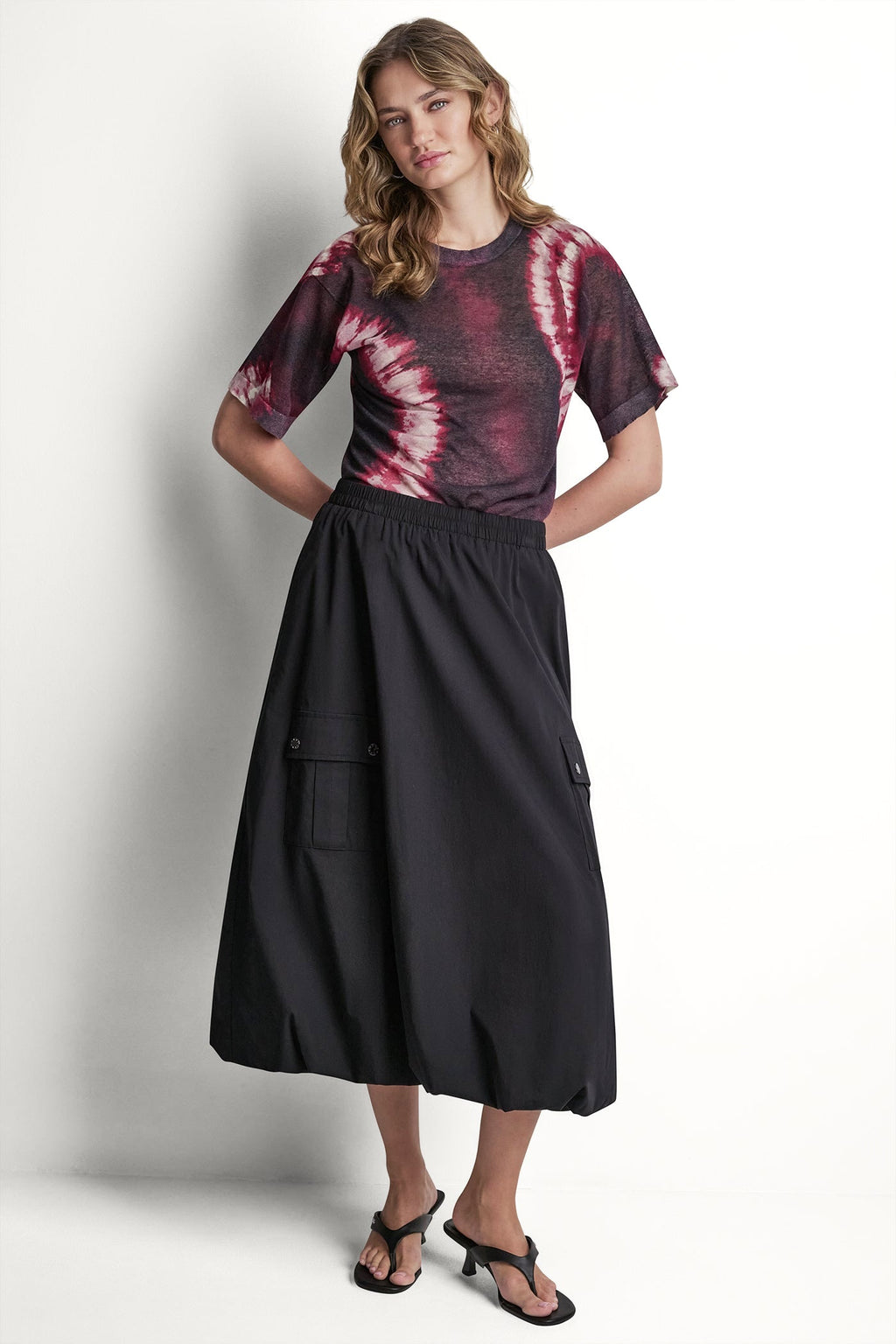 CARGO POCKET BUBBLE MIDI SKIRT