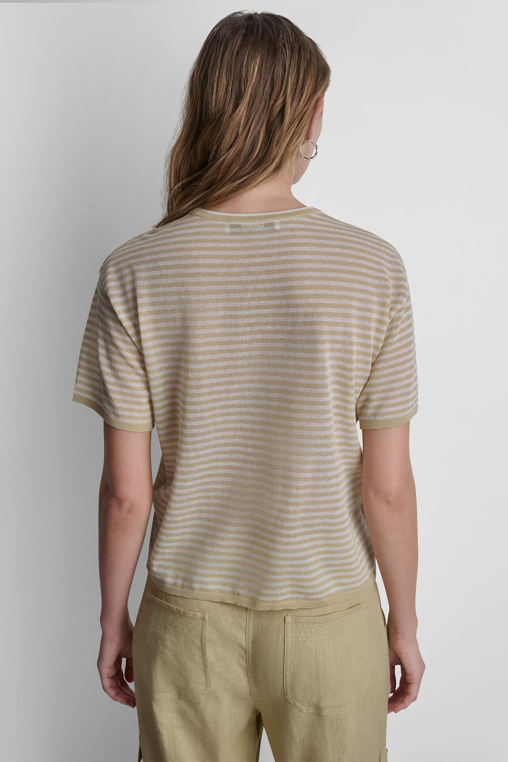SHORT SLEEVE MIXED STRIPE SWEATER