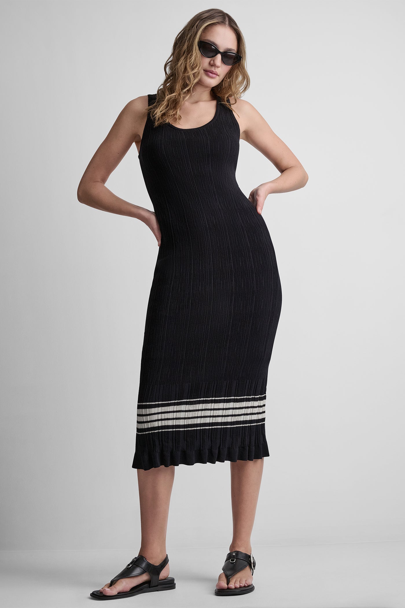STRIPE MIDI SWEATER DRESS