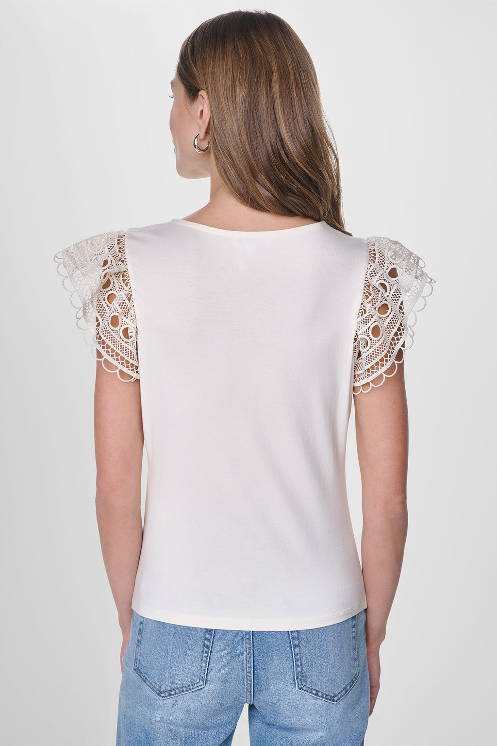 FLUTTER SLEEVE V-NECK TOP