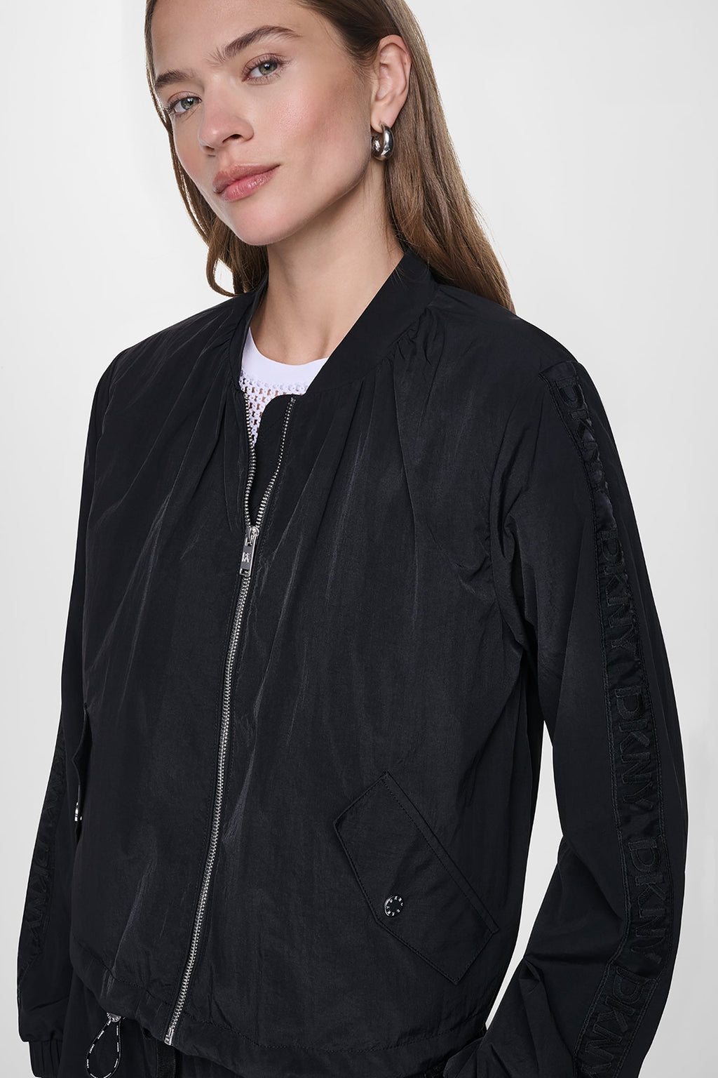 MESH LOGO TRIM HOODED JACKET