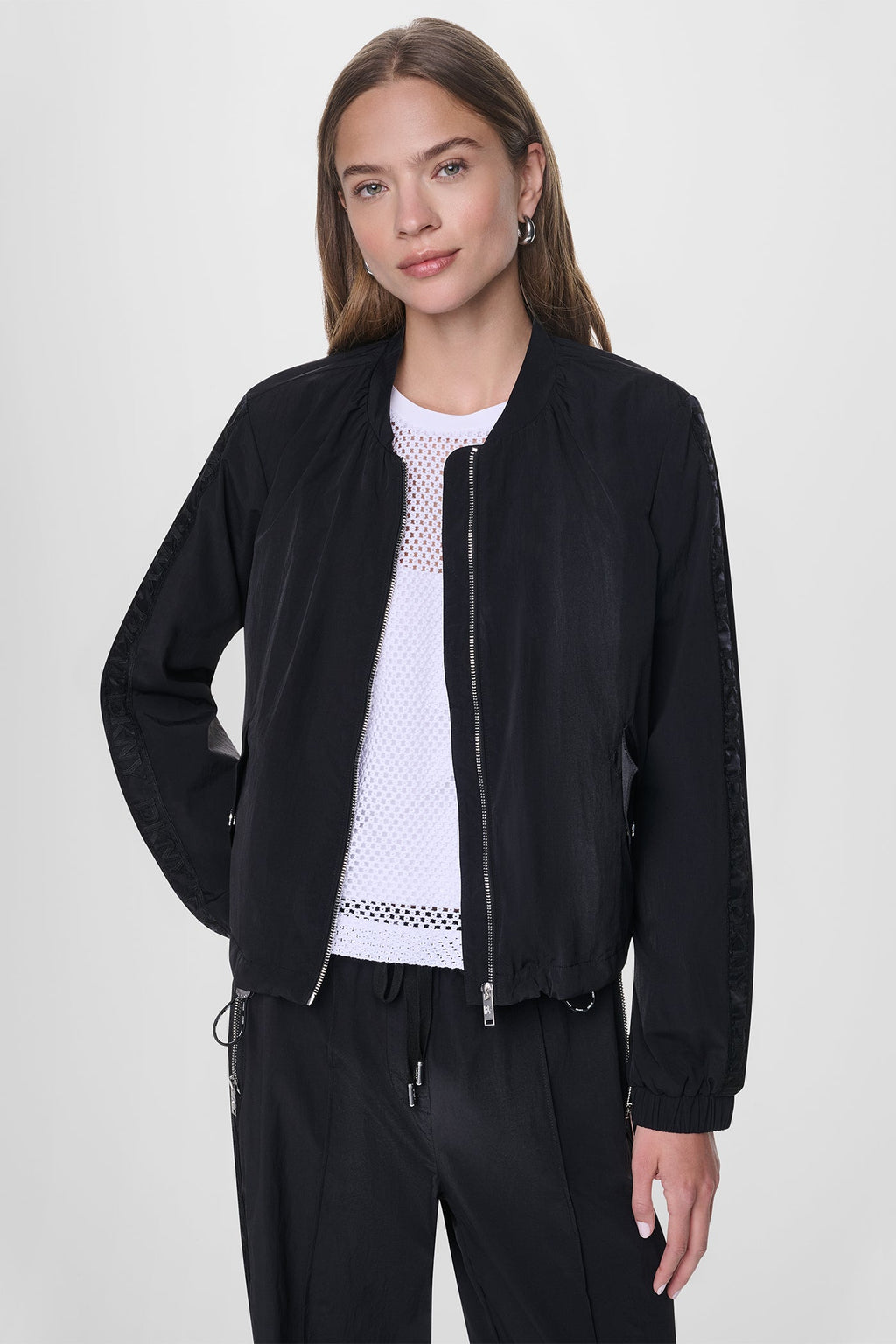 MESH LOGO TRIM HOODED JACKET