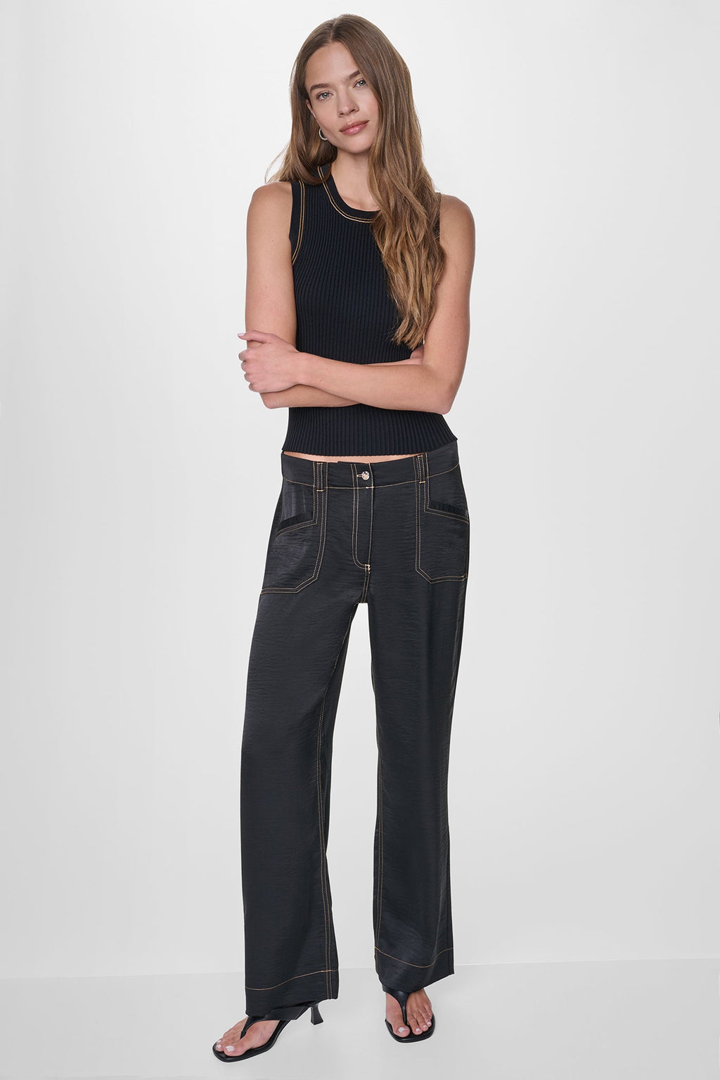 TOP STITCH STRAIGHT LEG PANT
