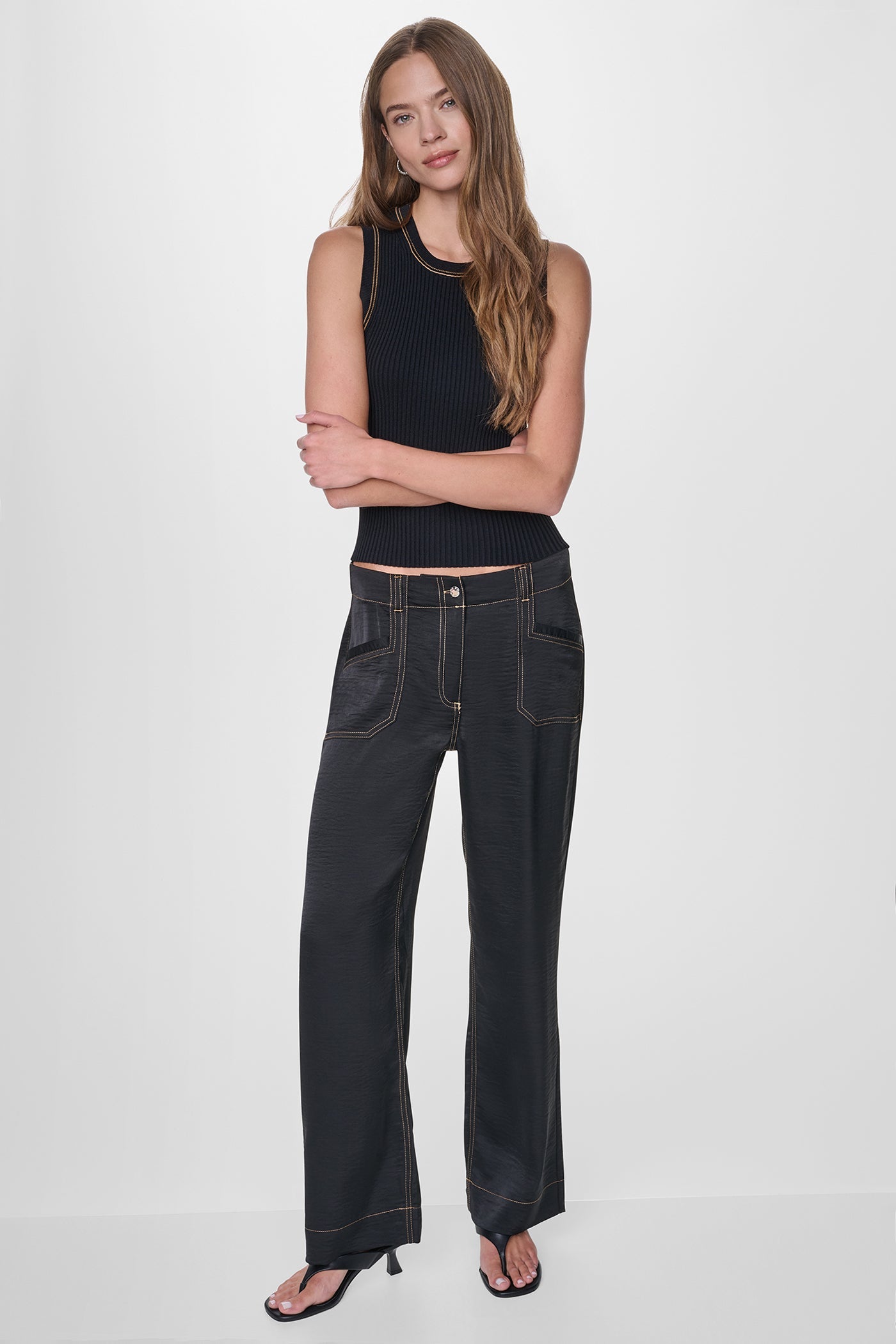 TOP STITCH STRAIGHT LEG PANT