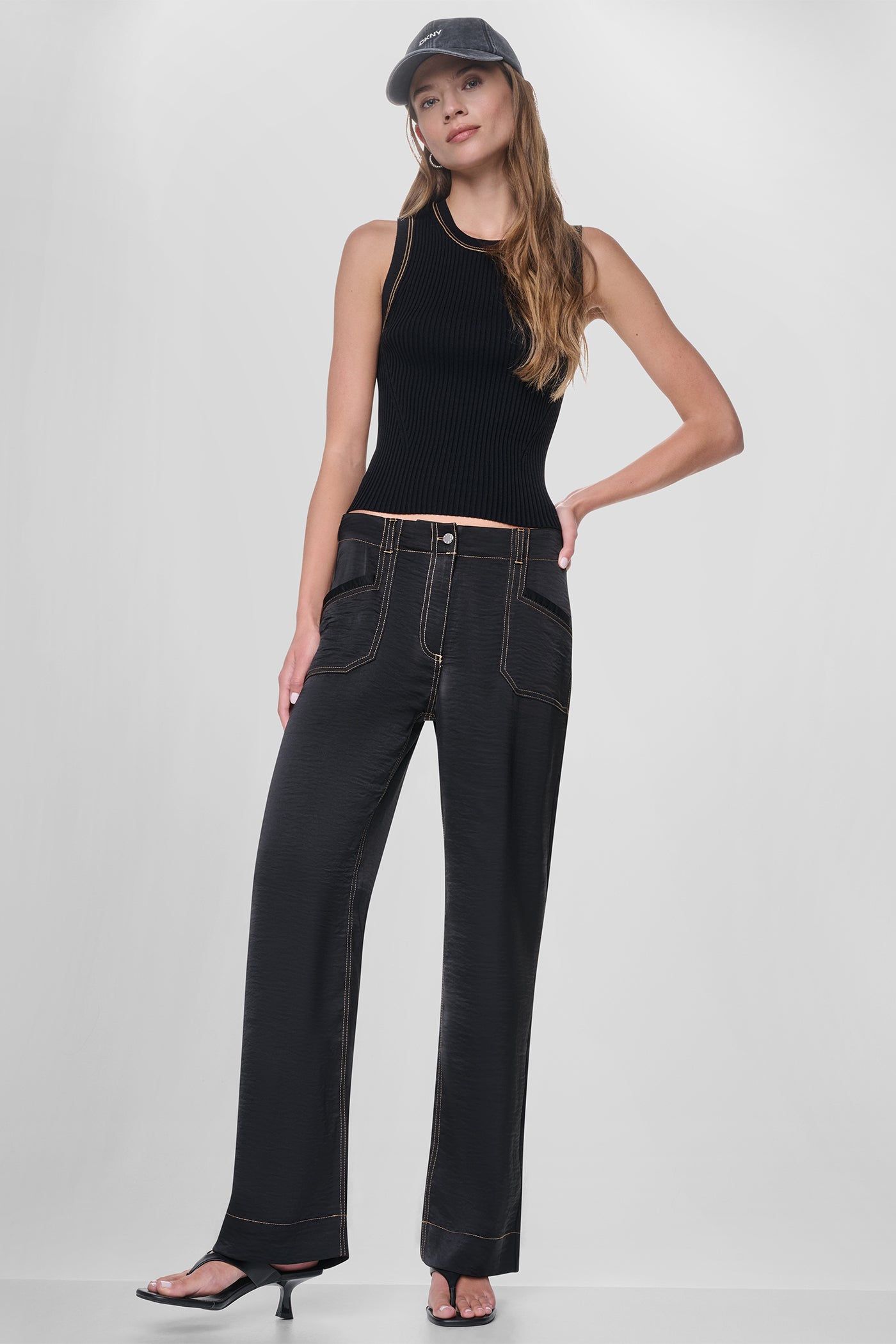 TOP STITCH STRAIGHT LEG PANT
