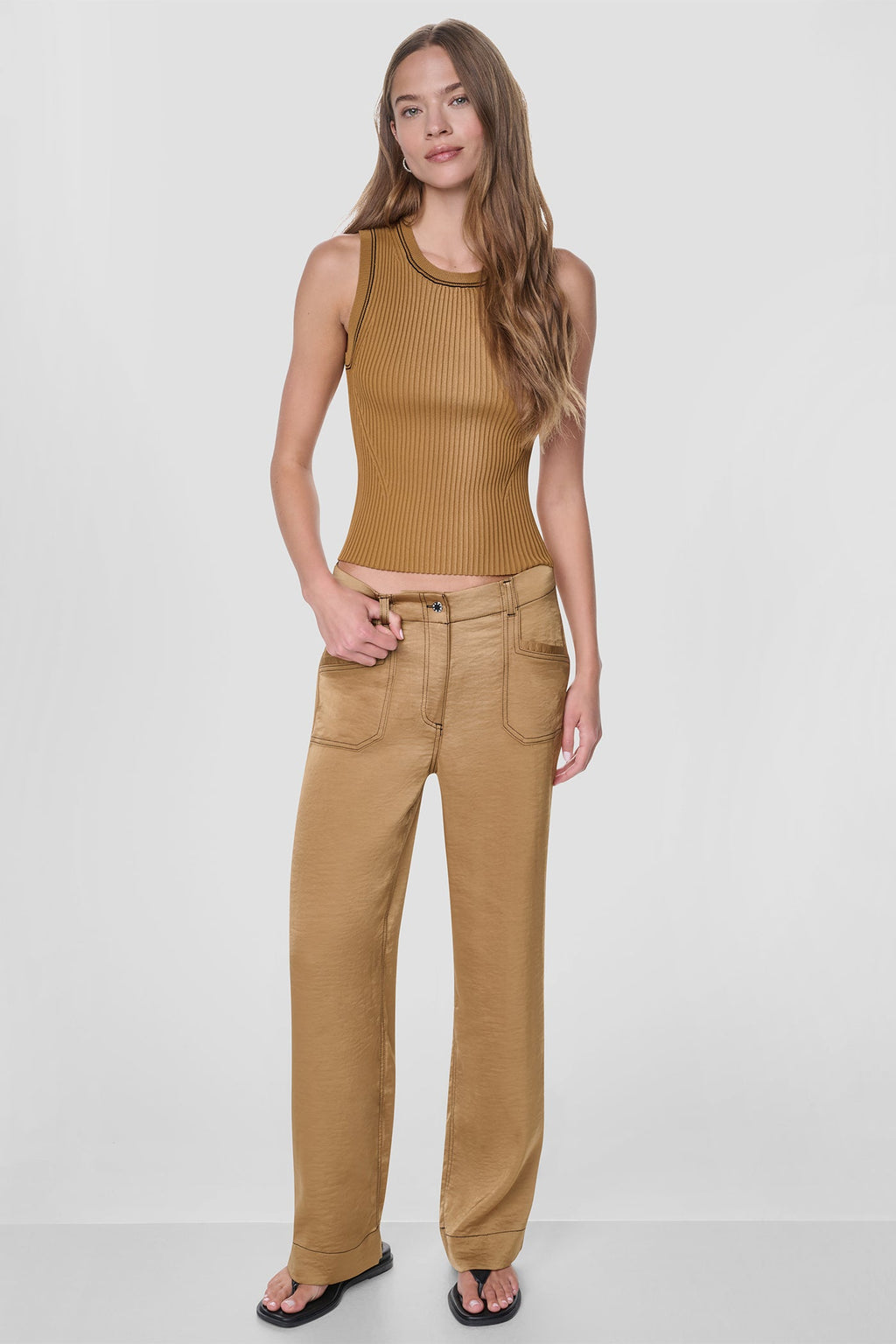 TOP STITCH STRAIGHT LEG PANT