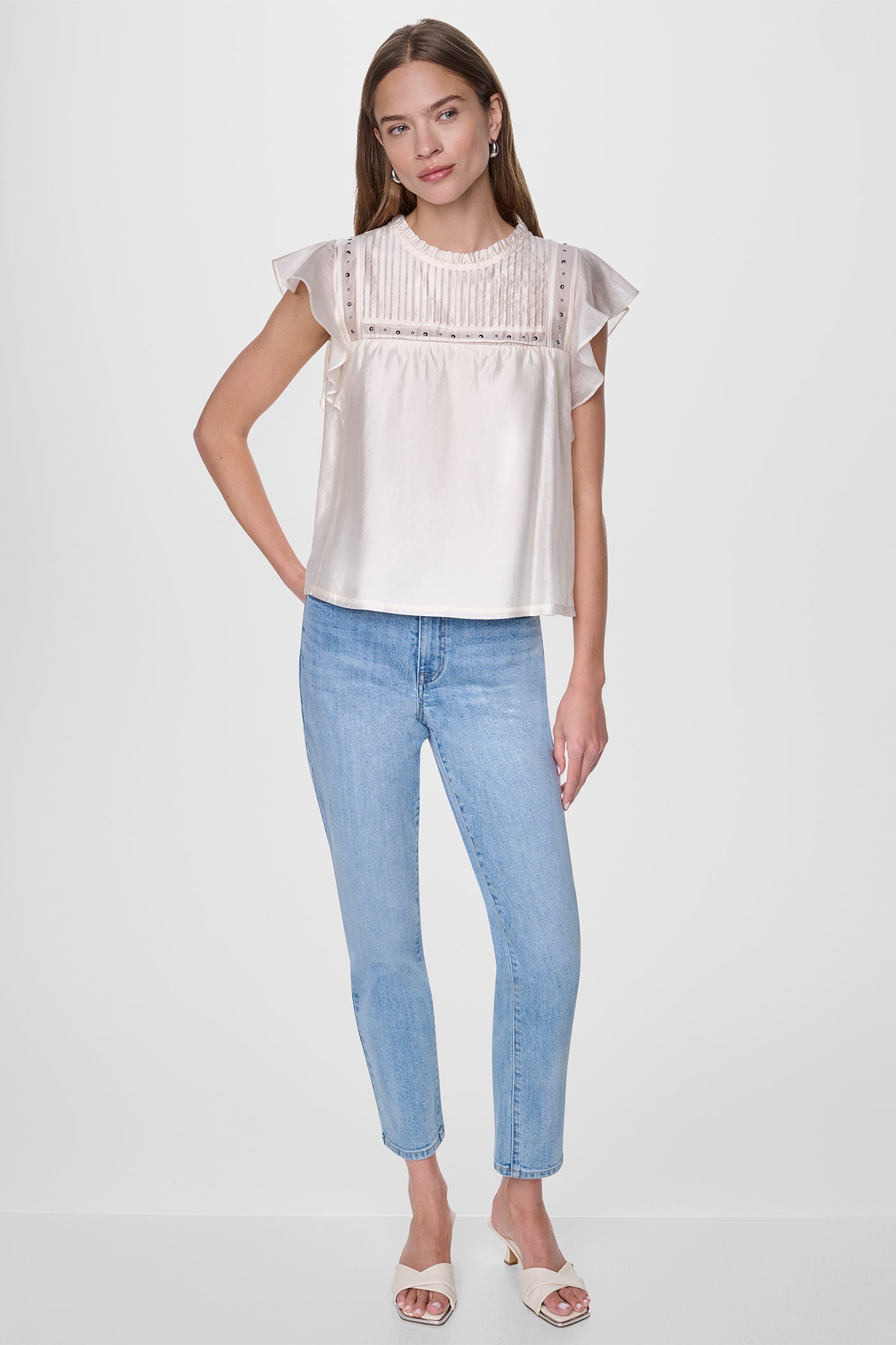 PLEATED STUDDED BLOUSE